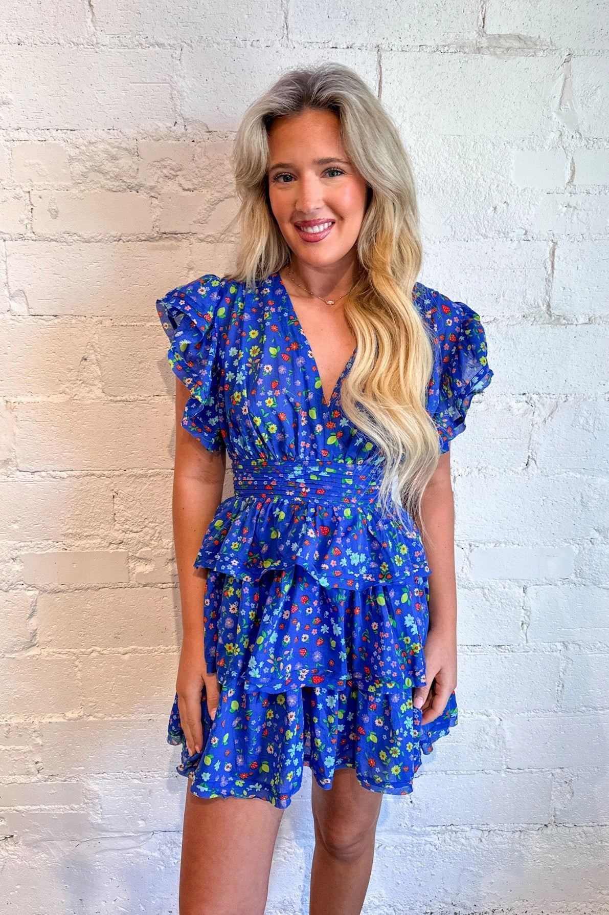 Summer Fruit VNeck Dress Mesh Soft Lounge Cut