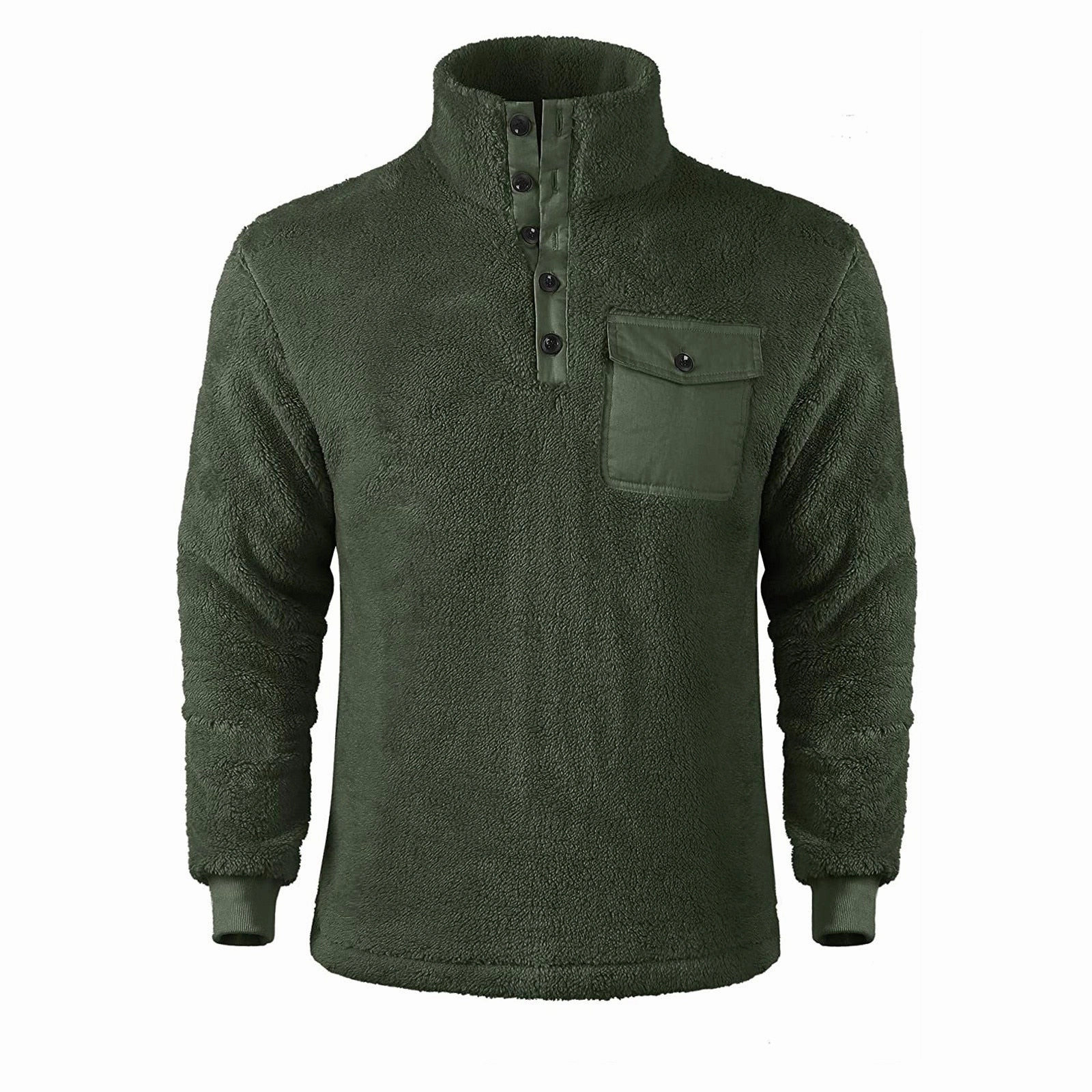 West Louis? Very Warm Chest Button & Pocket Hoodie Comfy Design Safari Style