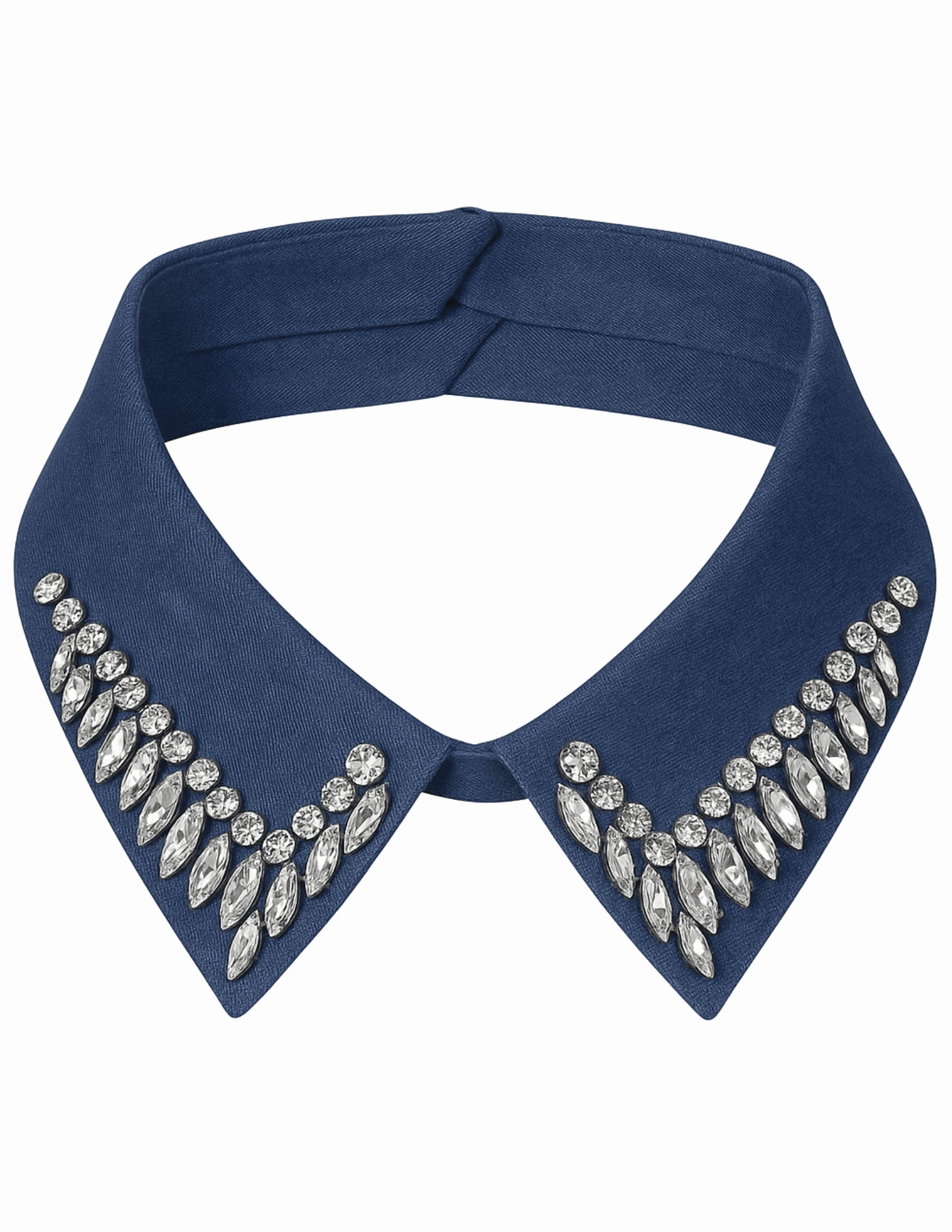 Fleur de Cam??lia Embellished False Collar in Denim Easy Care