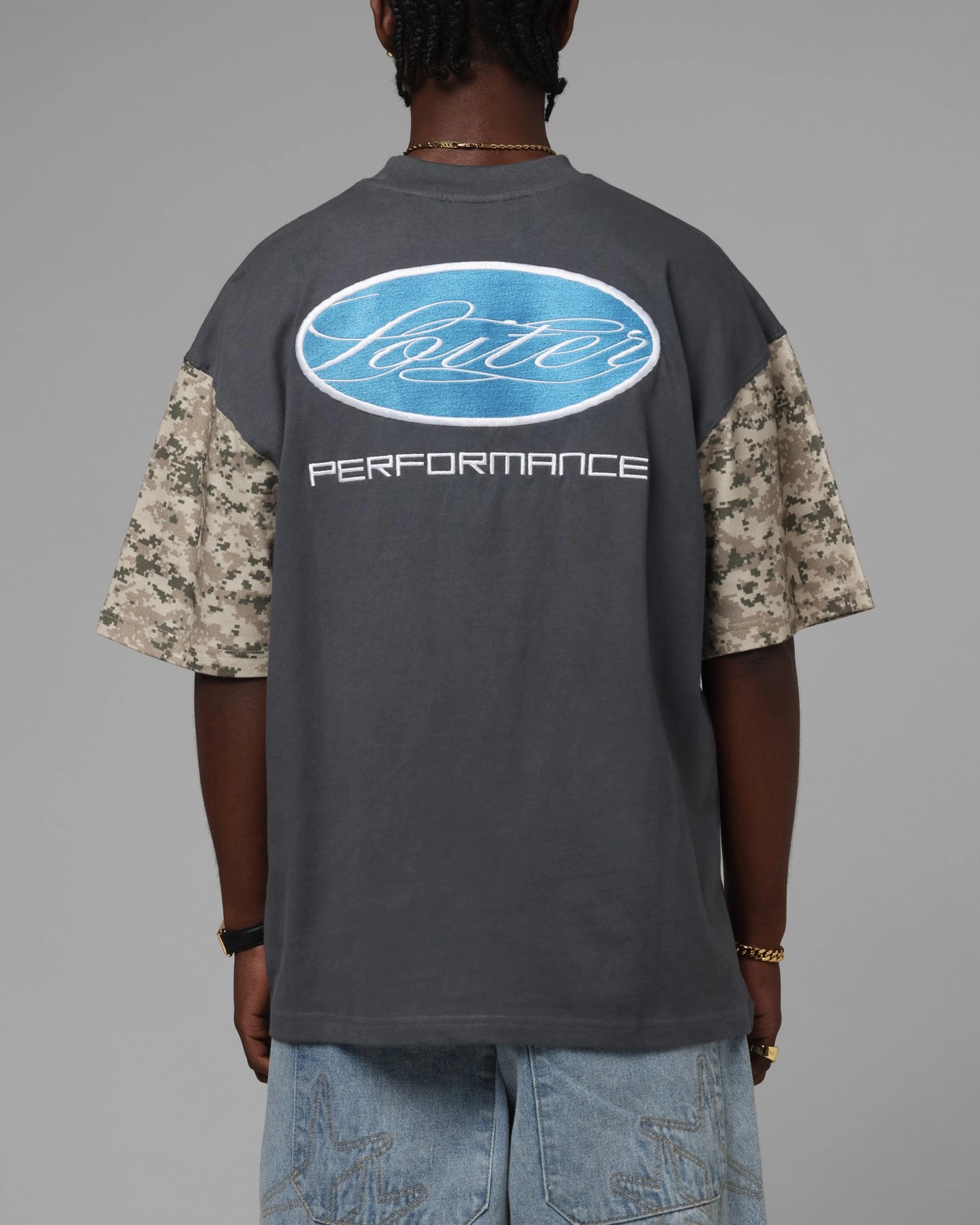 Hidden Button Placket Breathable Design Loiter Rodeo T-Shirt Black/Camo