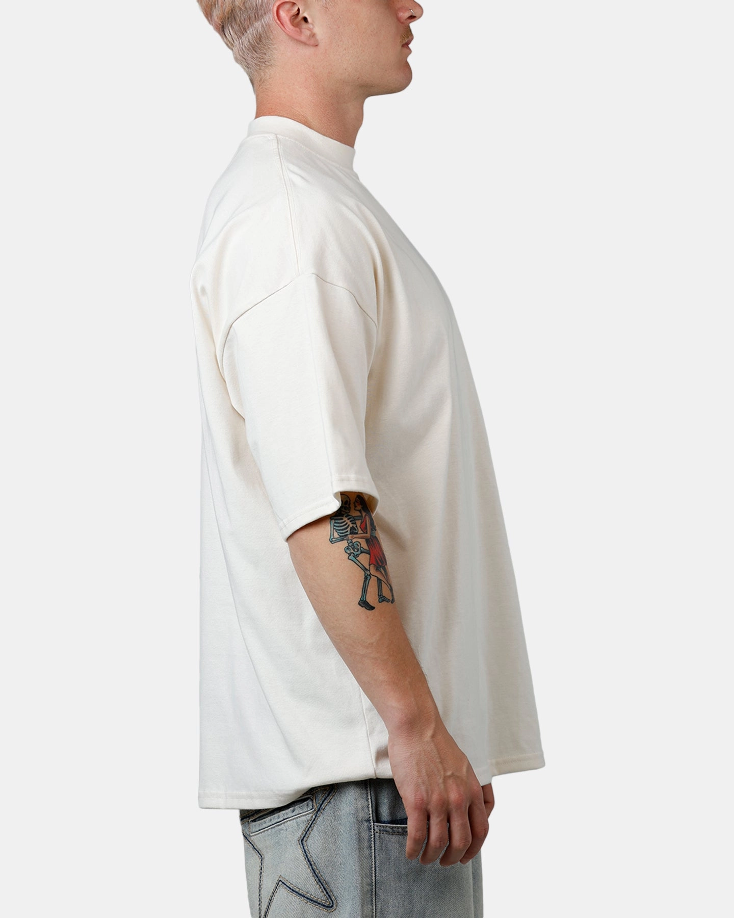 QuickRelease Culture Kings Everyday Mock Neck T-Shirt Off White