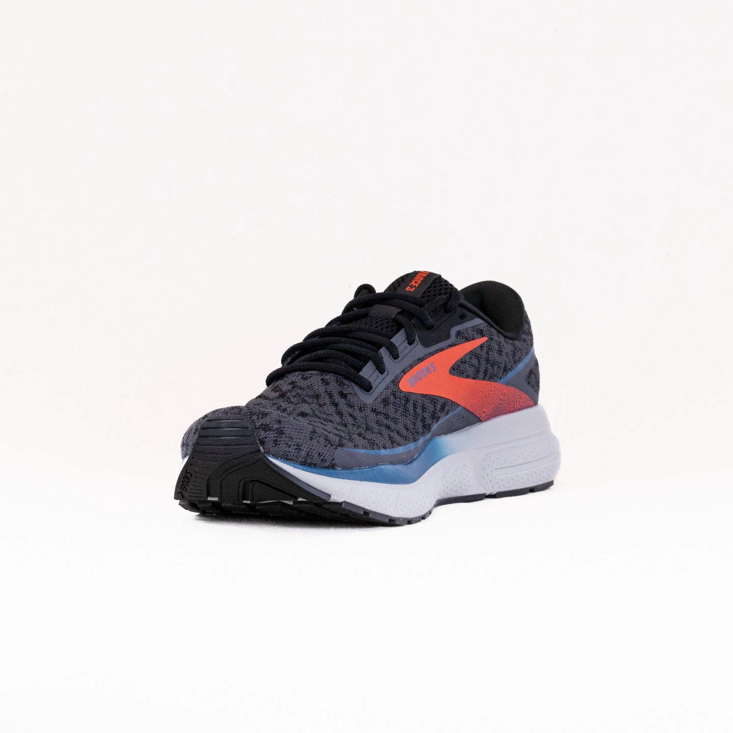 Brooks Trace 3 (Men's) - Pearl/Red/Blue running on flats Proprietary Cushion Compound