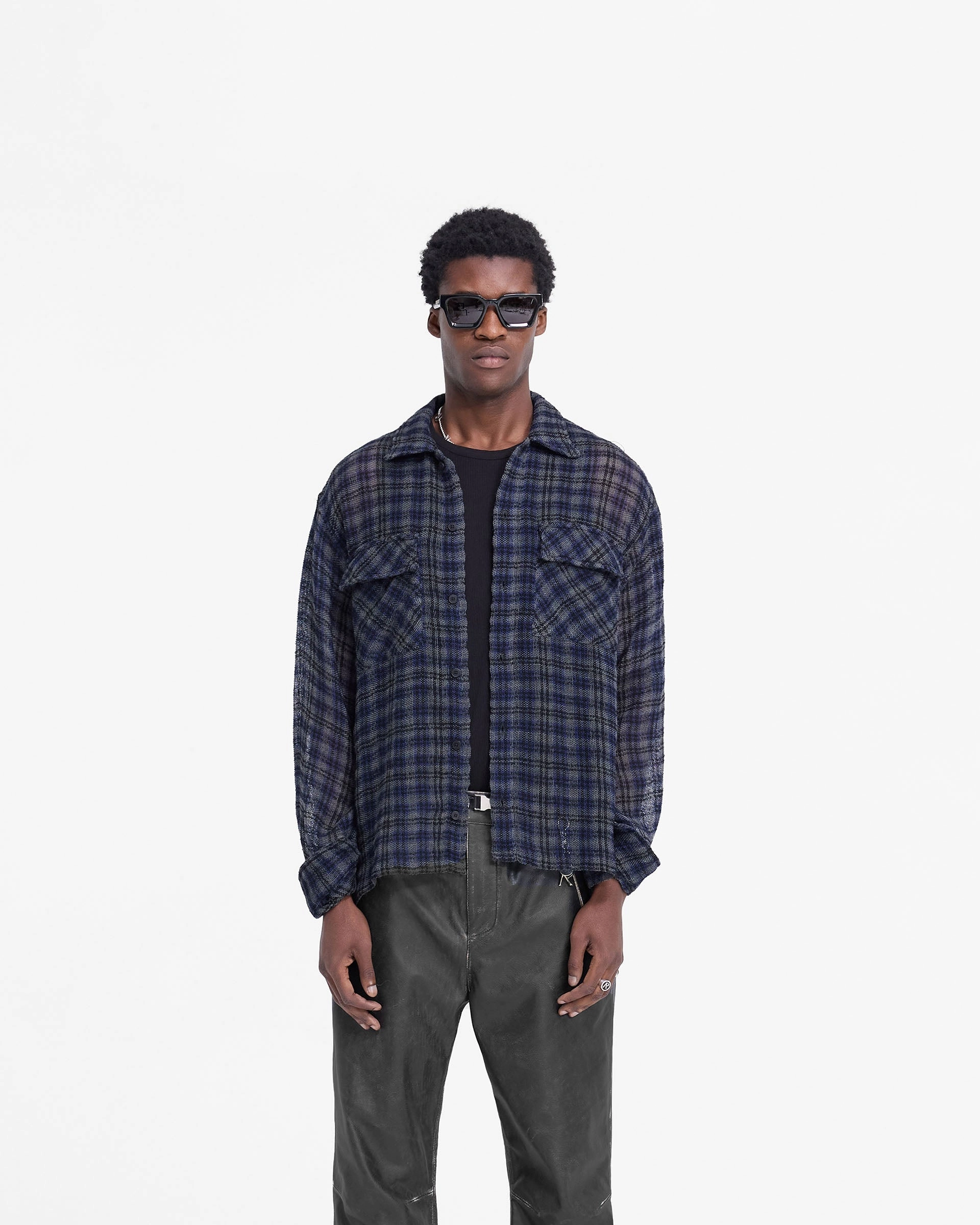Smart Casual Wear checkered pattern Check Flannel Shirt - Blue Check