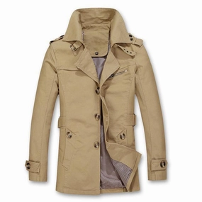 West Louis? Autumn Trench Coat Fashion Design Durable Stitching