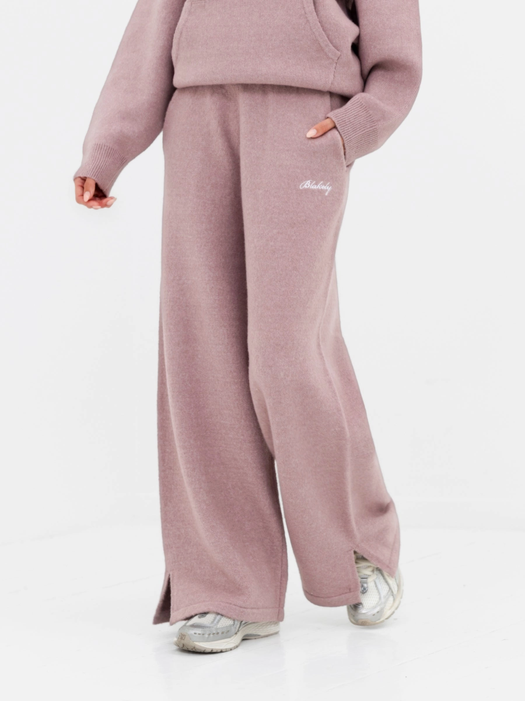 Knitted Wide Leg Sweatpants - Dusty Pink Flexible Use UVProtection