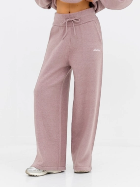 StaticDissipativeFabric Adjustable Closure Knitted Wide Leg Sweatpants - Dusty Pink