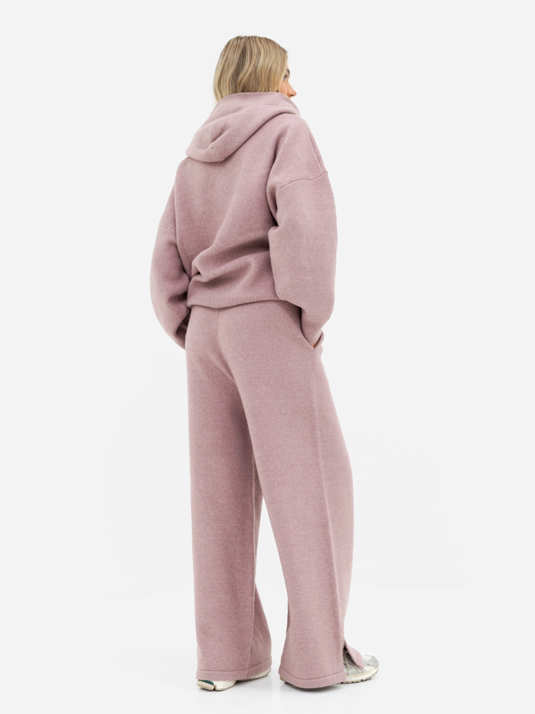 Knitted Wide Leg Sweatpants - Dusty Pink UltraSoftLining Relaxed Comfort Wear
