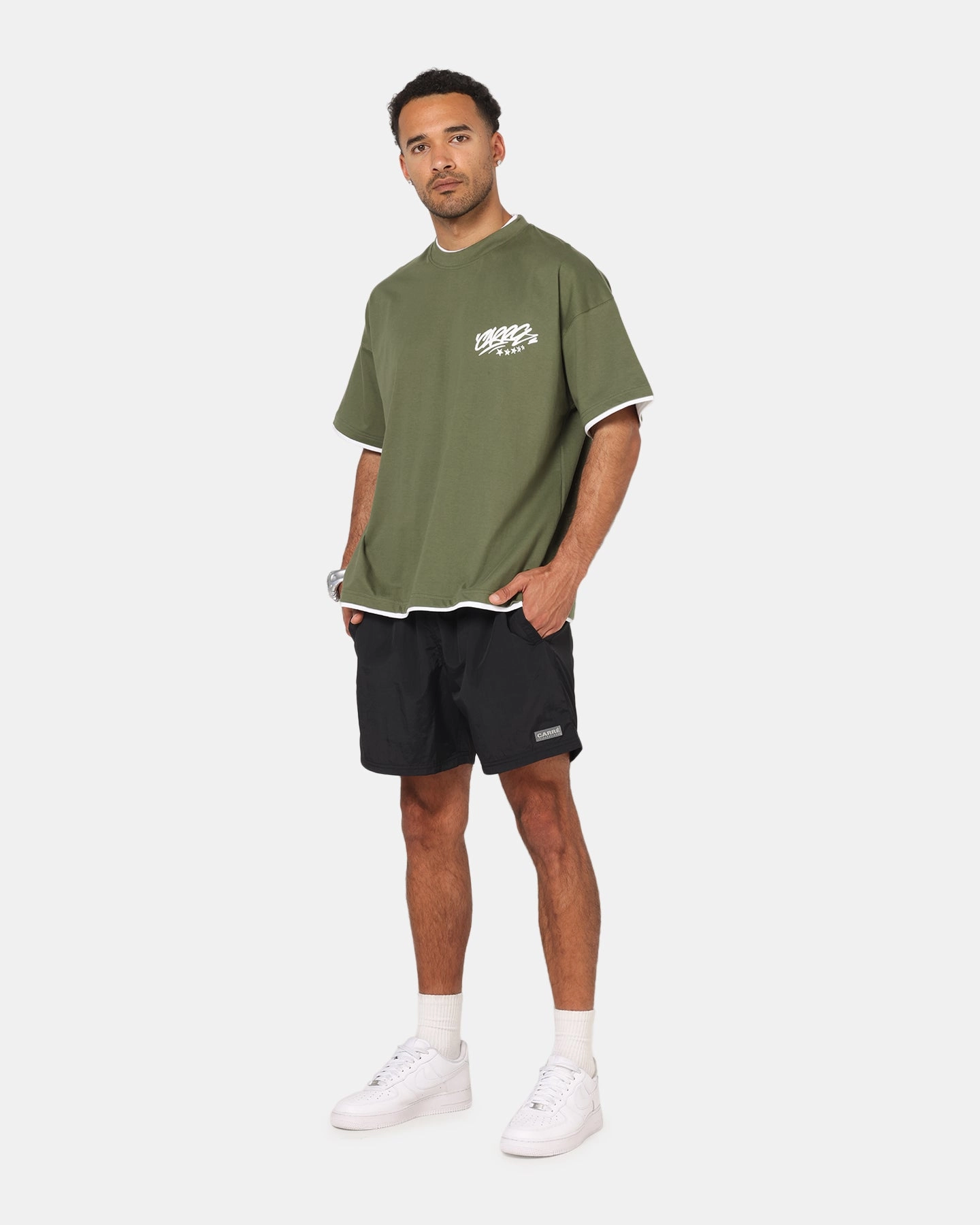 Carre Motion Layered T-Shirt Green/White Water Repellent Finish