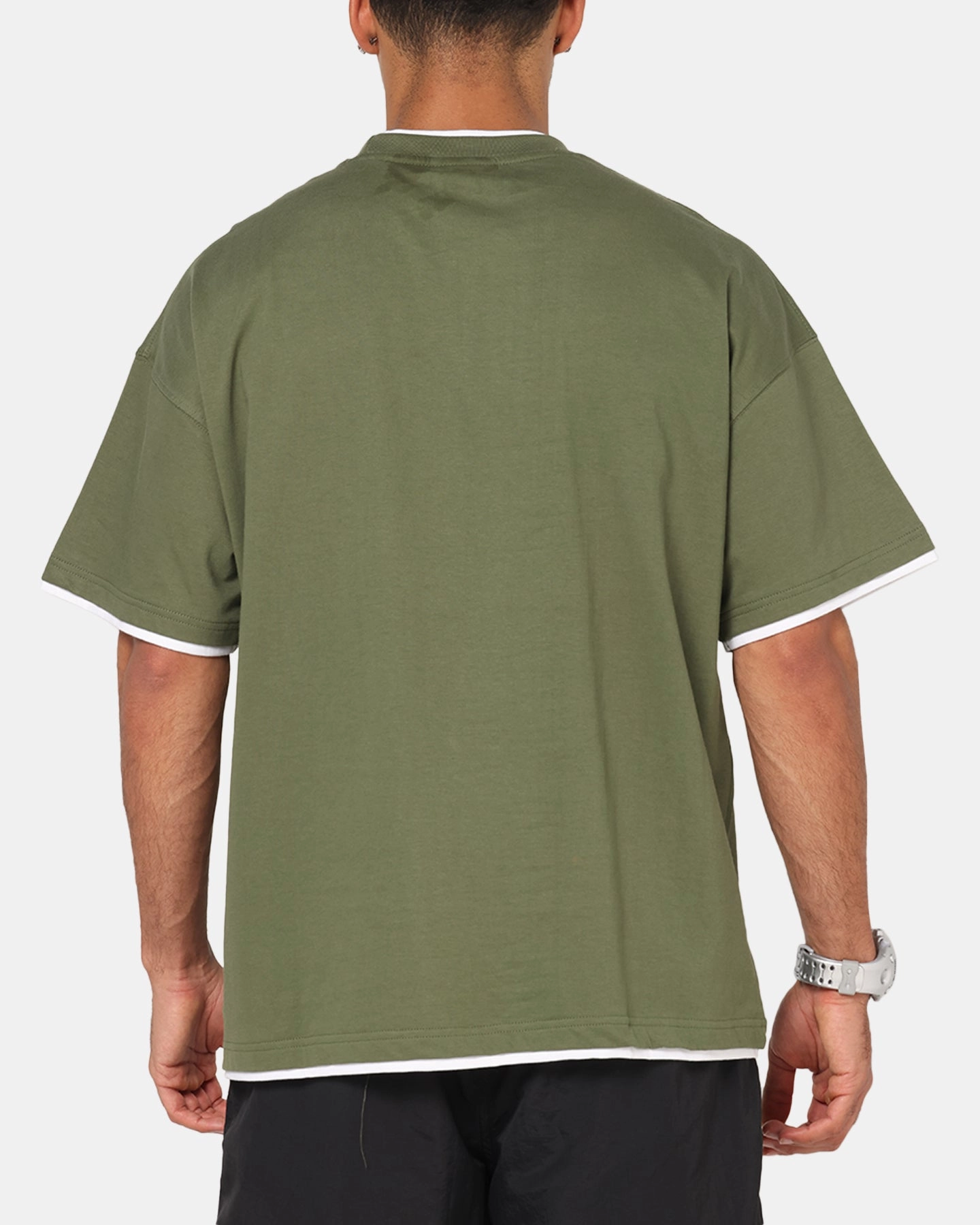 Carre Motion Layered T-Shirt Green/White EasyCare Fabric
