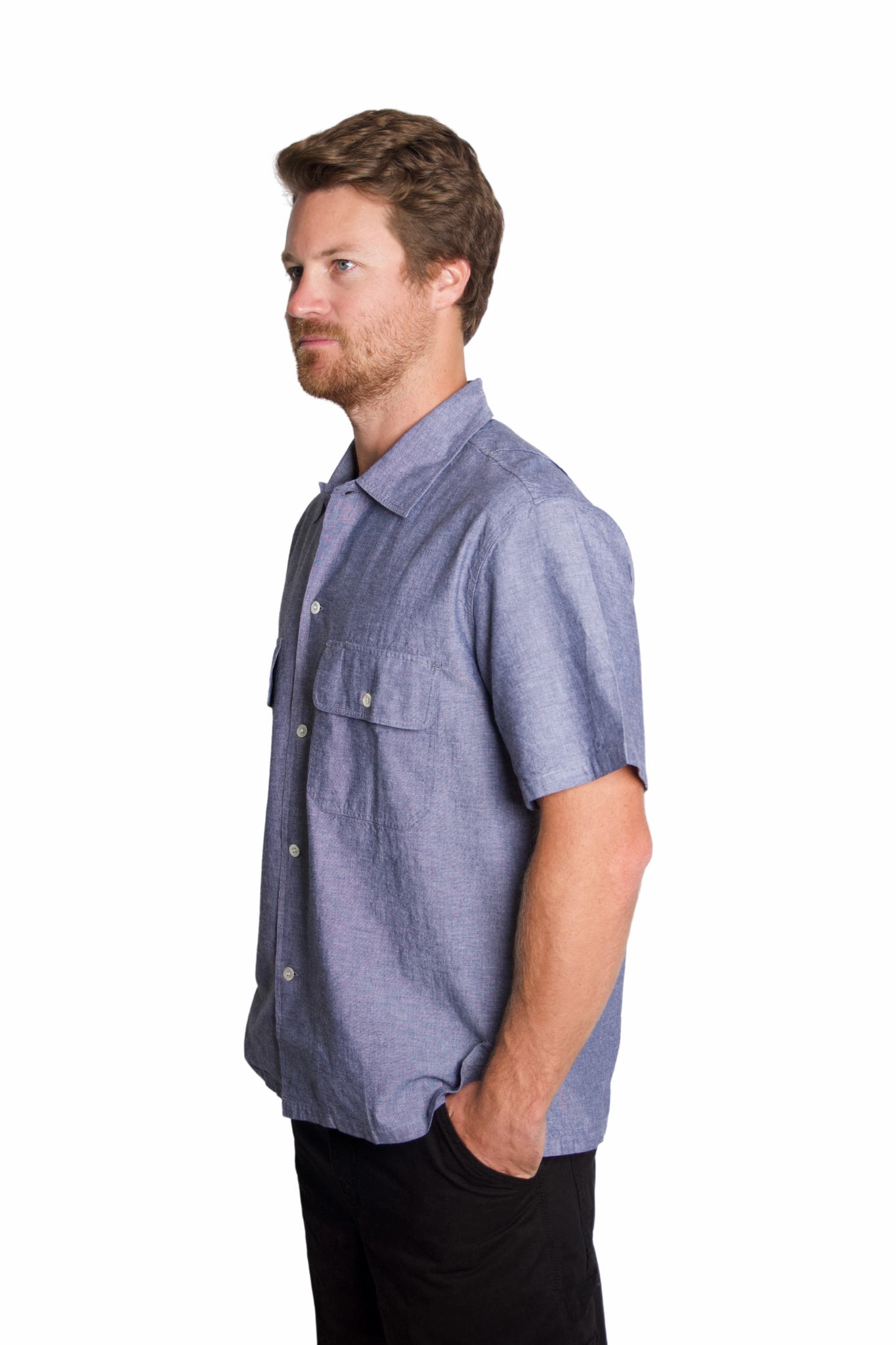 Service Chambray Shirt V-Neck Easy Care