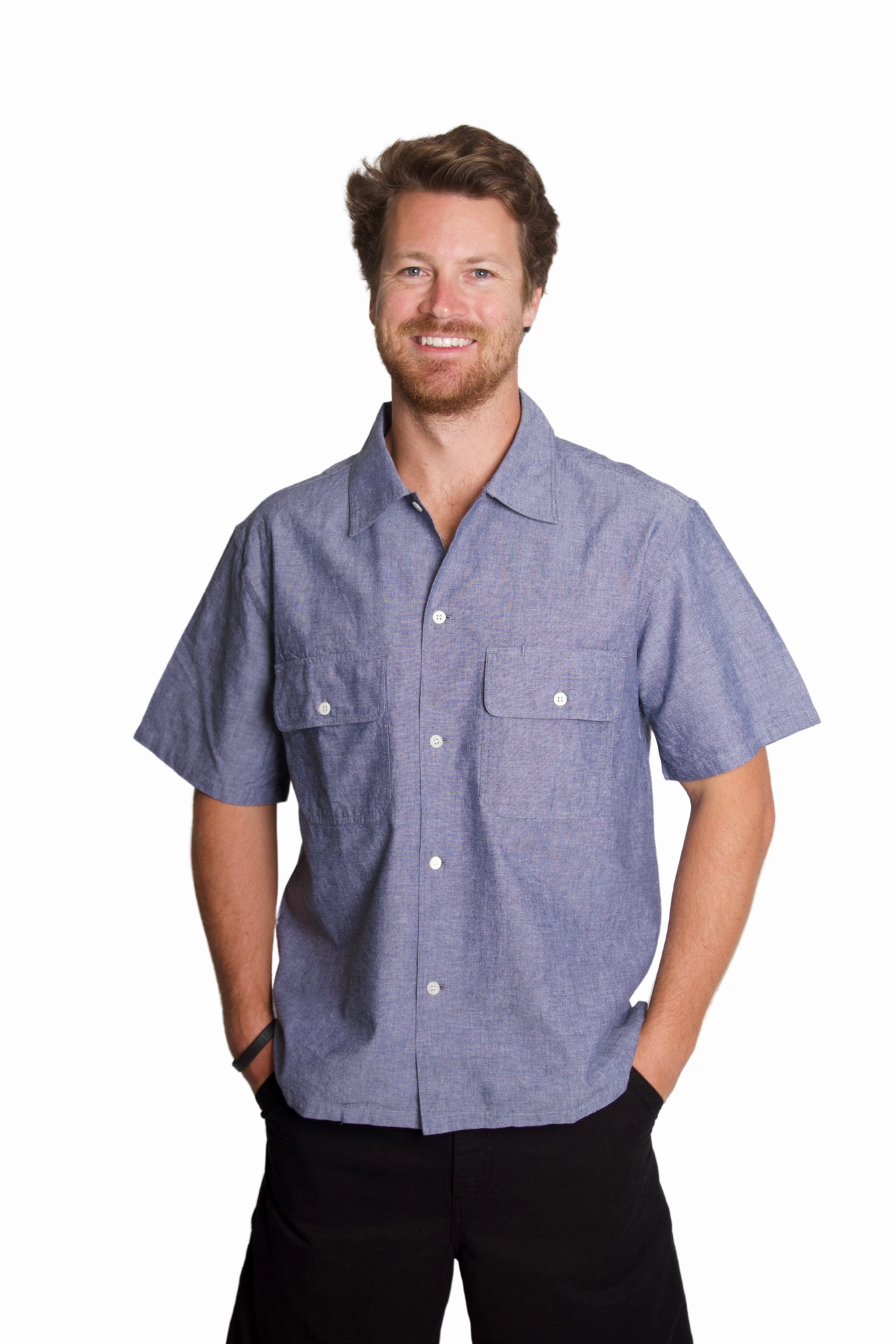 Service Chambray Shirt Pastel Shade Conference Appropriate