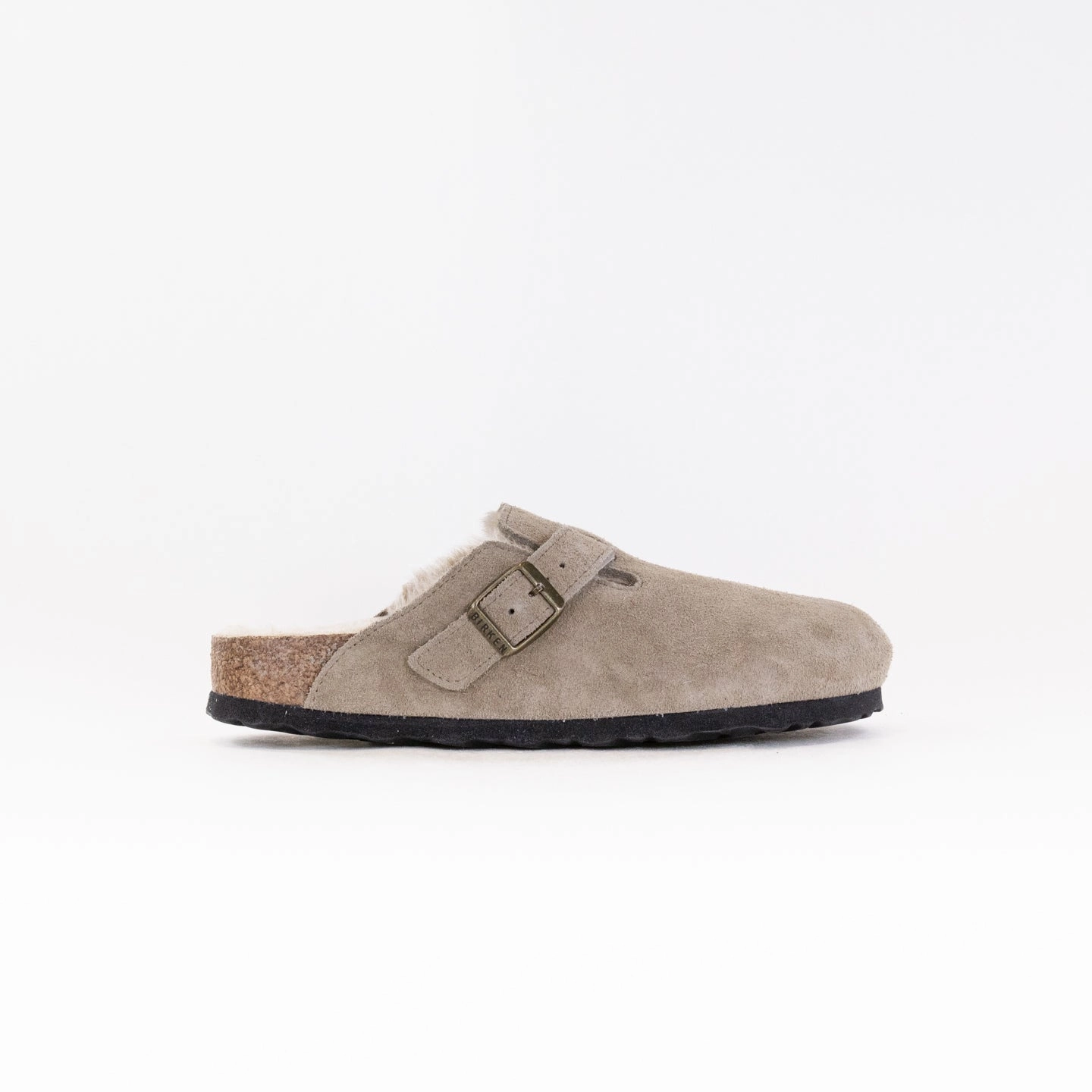 Foot Free Slip Birkenstock Boston Shearling (Women's) - Taupe Suede