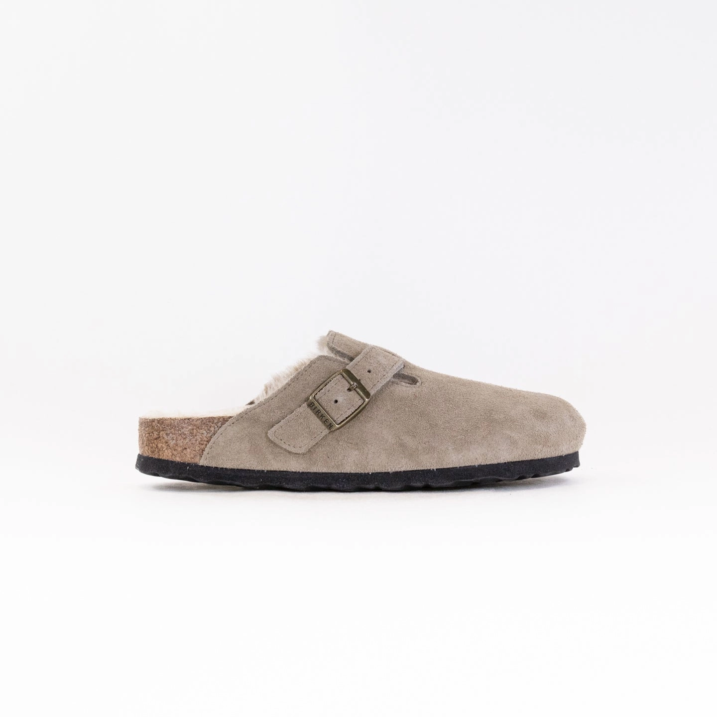 Slip Out Slip Resistant Birkenstock Boston Shearling (Women's) - Taupe Suede