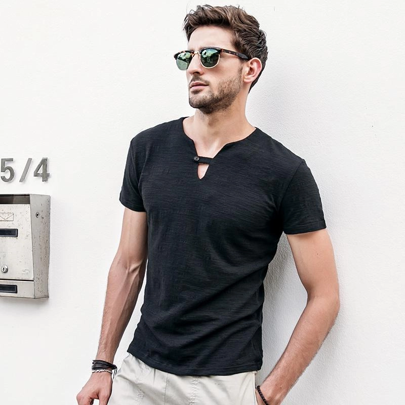 West Louis? Fashion V-neck Collar Summer T-Shirt Non Irritating Seams Anti microbial coating
