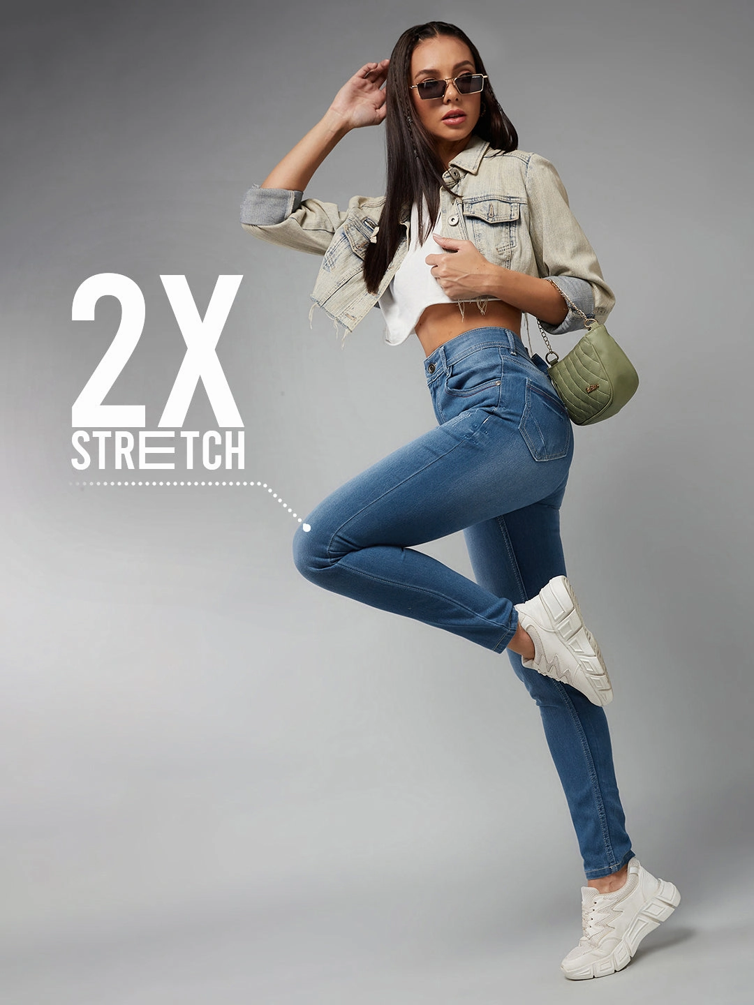 CHASEstretch? Blue Skinny-Fit High-Rise Stretchable Denim Jeans Trend Setter Smart Casual Classic Wear