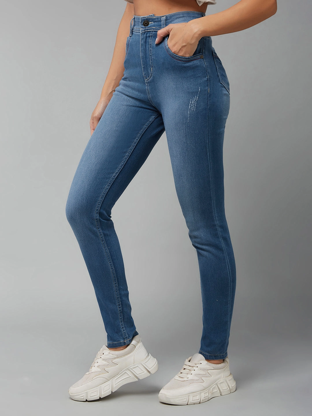 Stretch Enhanced Mobility CHASEstretch? Blue Skinny-Fit High-Rise Stretchable Denim Jeans