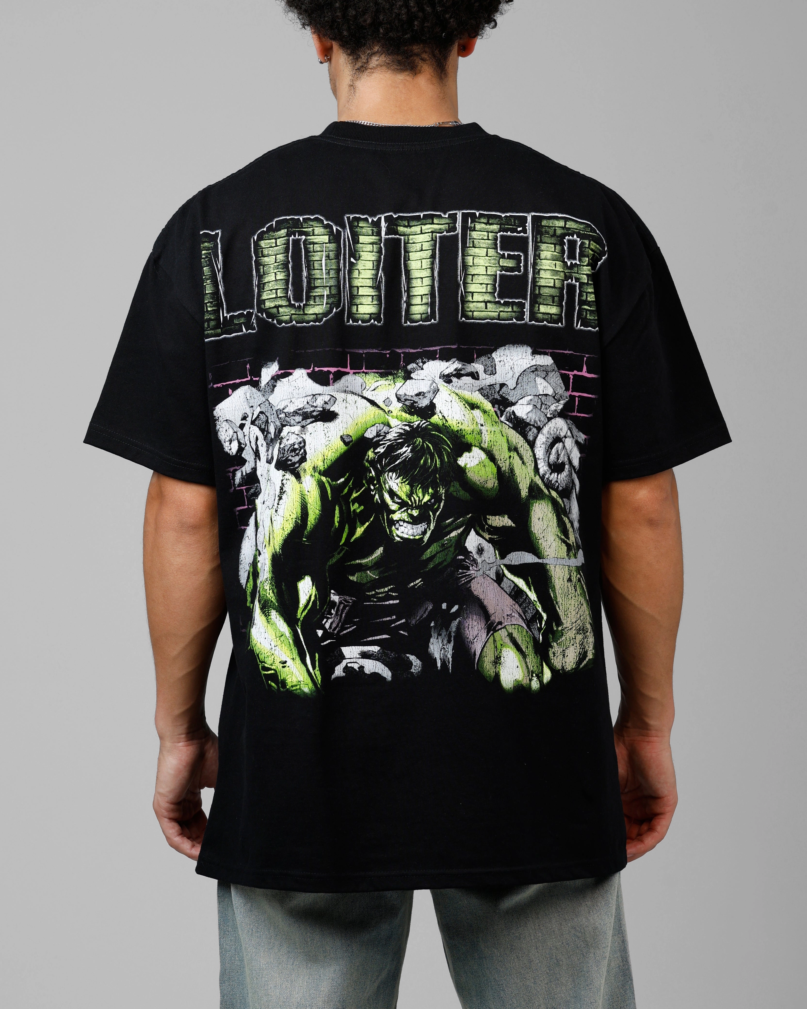 Loiter Marvel Hulk Heavyweight T-Shirt Black Quick-Dry Flatlock Seam