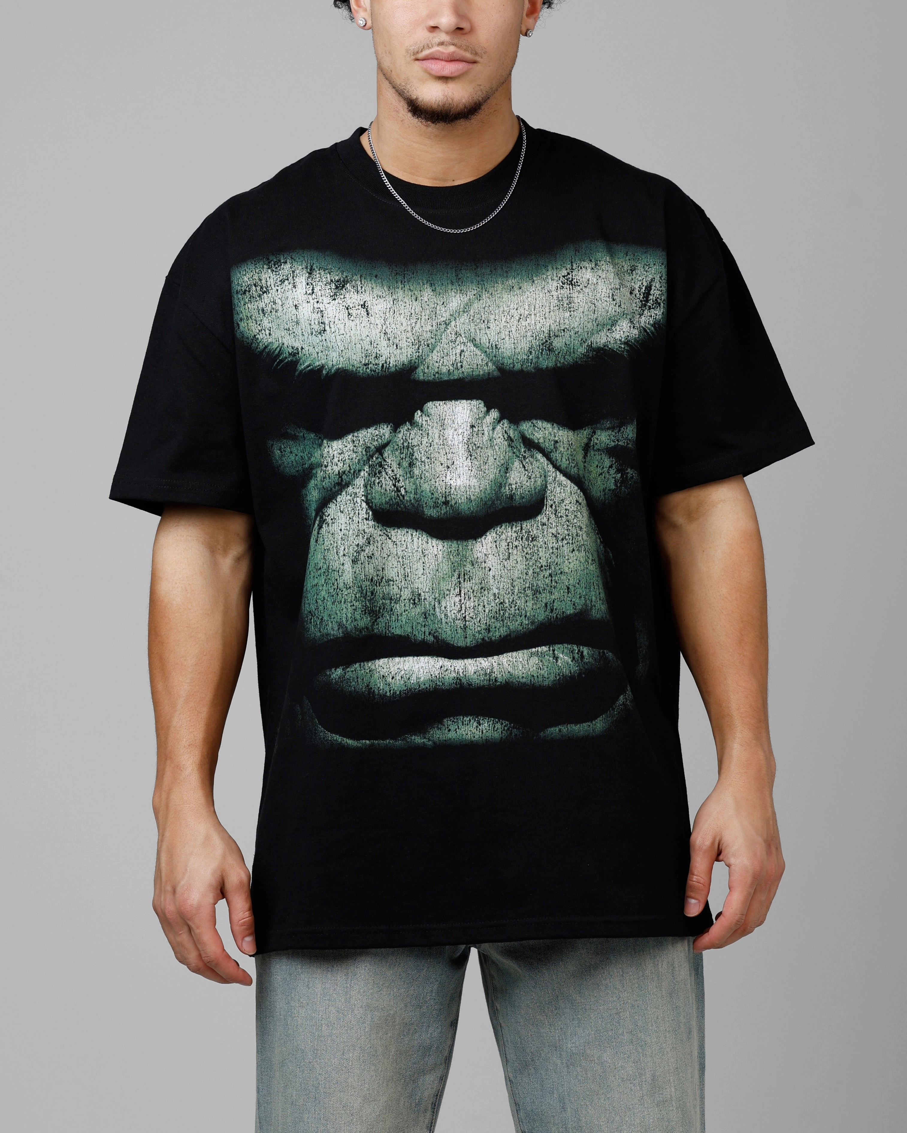 Relaxed Hoodie Loiter Marvel Hulk Heavyweight T-Shirt Black