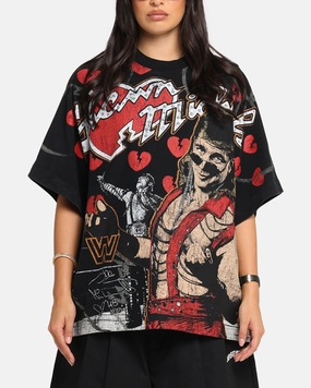 Culture Kings X WWE Shawn Michaels All Over Print T-Shirt Black Unlined Design Tear Resistant