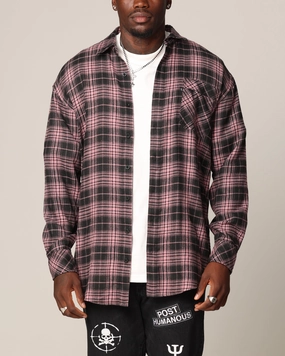 Saint Morta Heron Flannel Shirt Pink/Black Elegant Cardigan