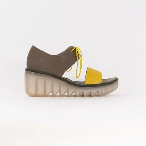 FLY London Crossover Sandals BILU465FLY (Women's) - Yellow/Khaki Cushioned Comfort