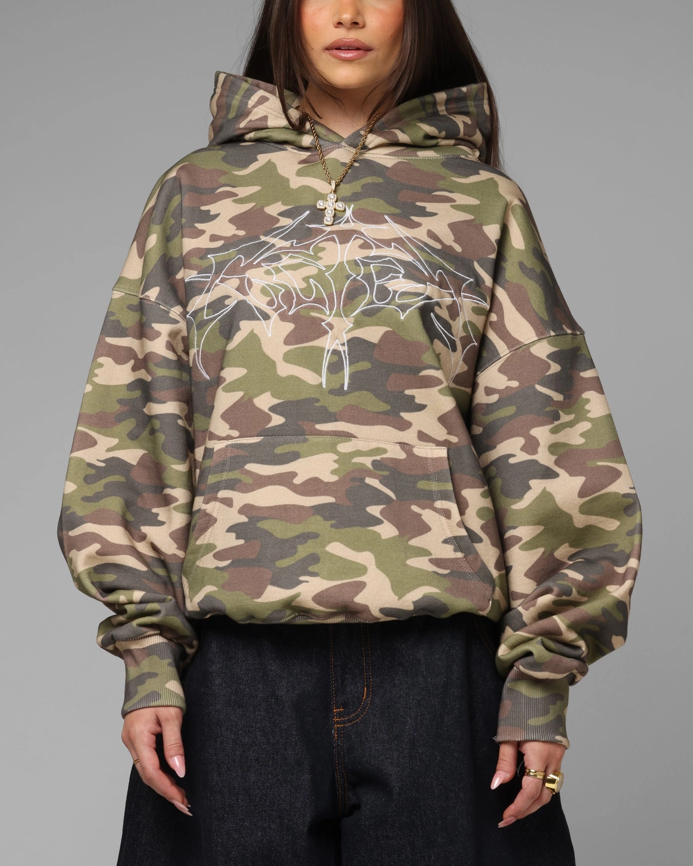 ConvertibleCollar Reflective accents Loiter Opaque Premium Hoodie Camo