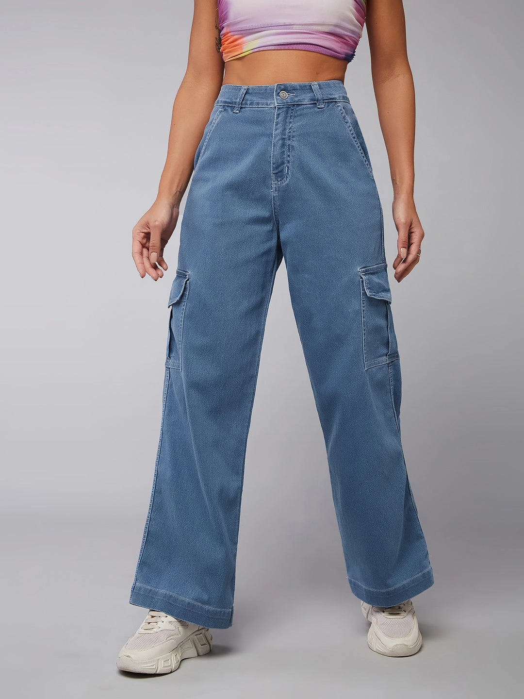 Sanded Seam Comfort 24/7 Comfort Blue Wide-Leg High-Rise Stretchable Denim Jeans