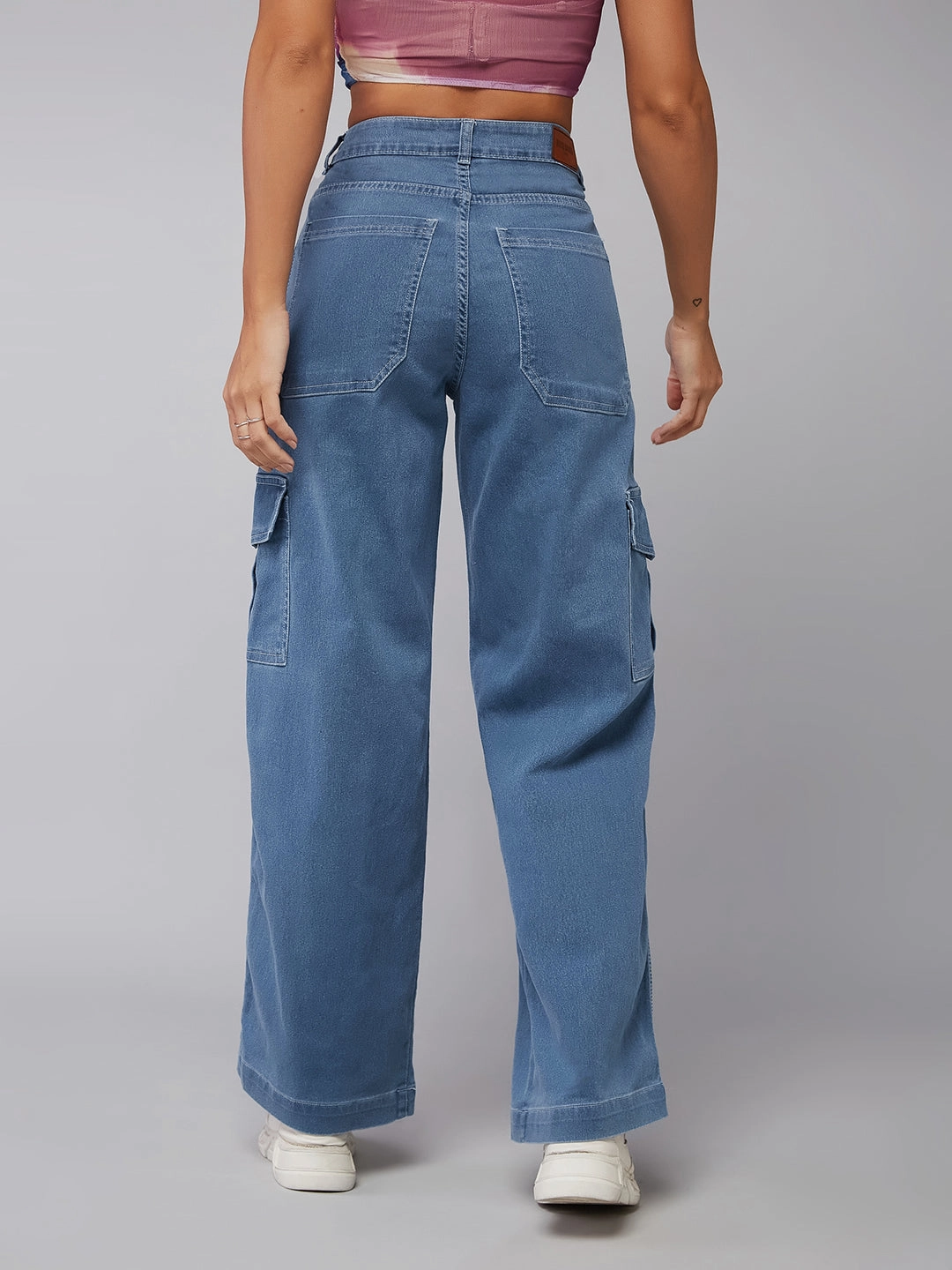 24/7 Comfort Blue Wide-Leg High-Rise Stretchable Denim Jeans Lifestyle Piece Anti Slip Belt Loops