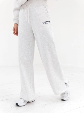 Stretch Support Fit Casual Fit Varsity Wide Leg Sweatpants - Marl White
