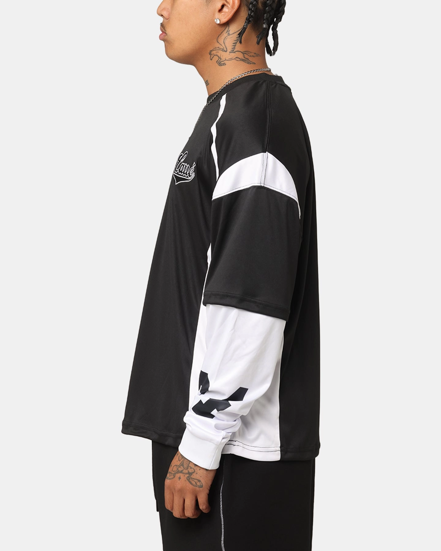 Carre Football Layered Long Sleeve T-Shirt Black/White ReflectiveAccents