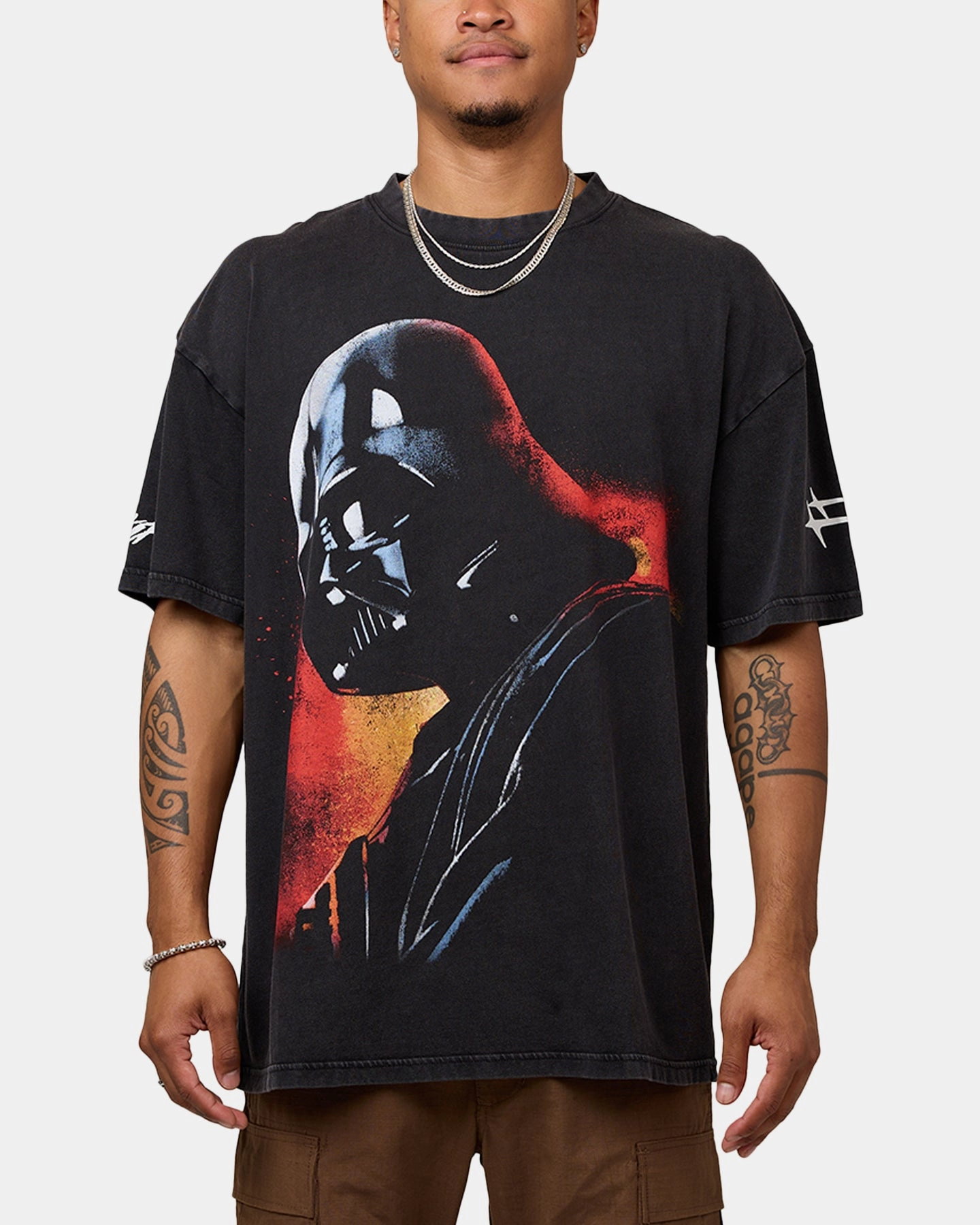 DoubleLayeredFabric Star Wars Darth Vader T-Shirt Black Wash