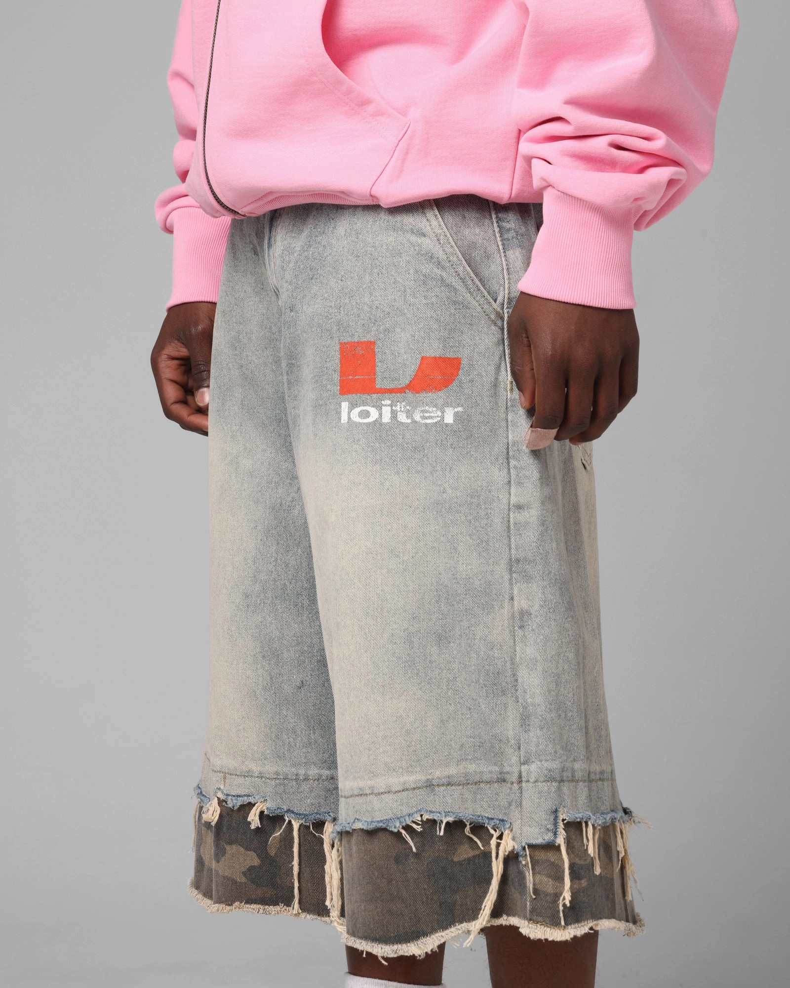 Loiter Oil Rig Denim Jorts Blue Wash Cooling Fabric MoistureWicking