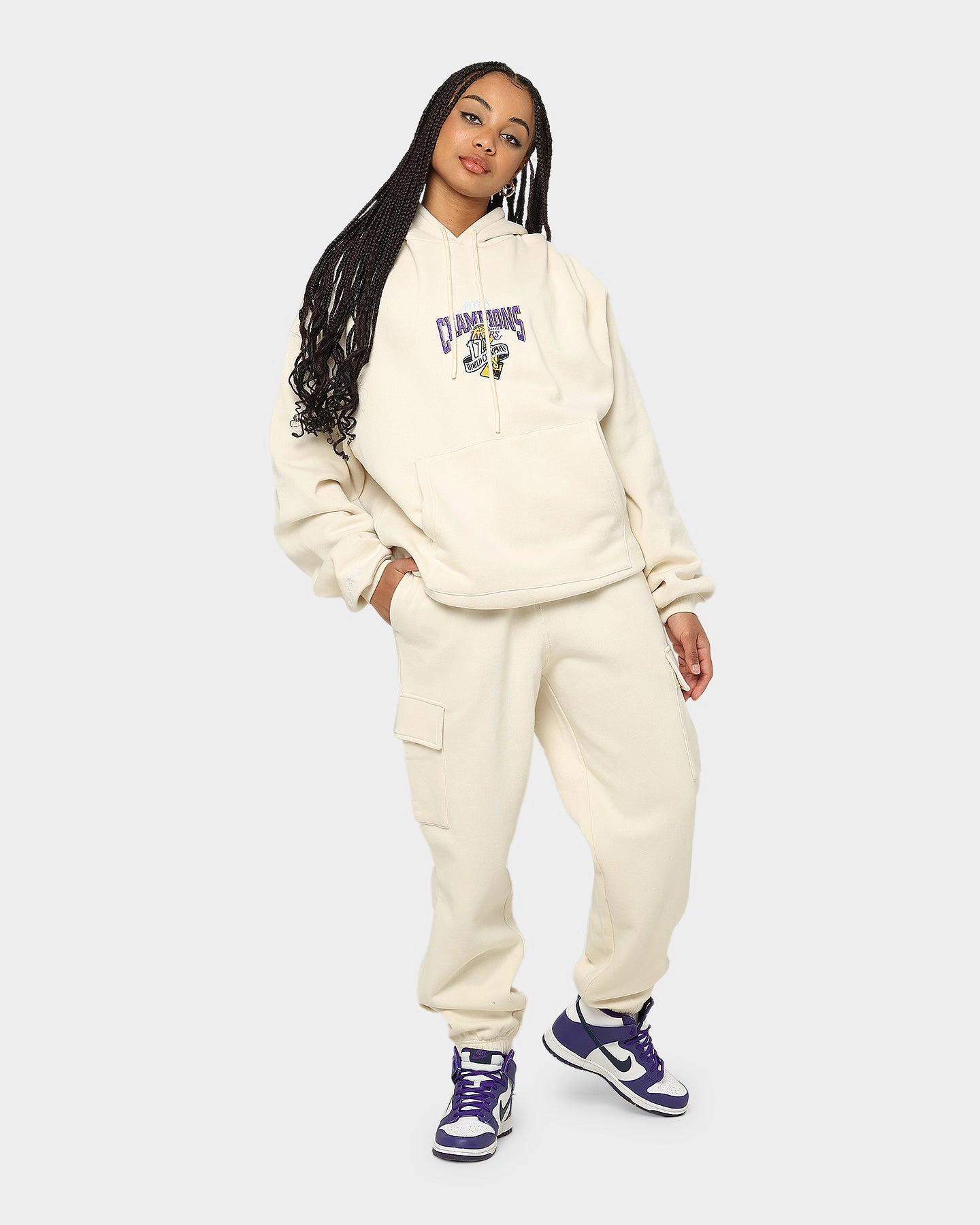 Mitchell & Ness Los Angeles Lakers Cargo Fleece Sweat Pants Khaki Easy Travel Quick Dry Fit