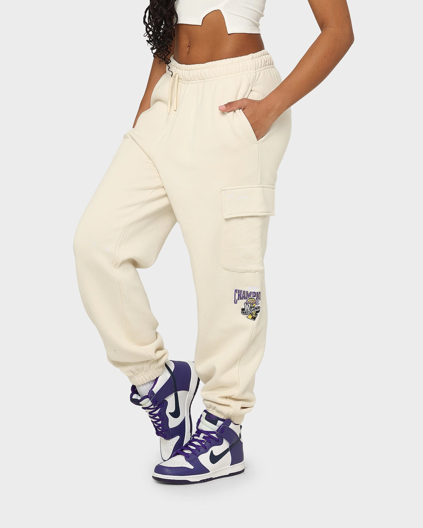 Work Flex Mitchell & Ness Los Angeles Lakers Cargo Fleece Sweat Pants Khaki