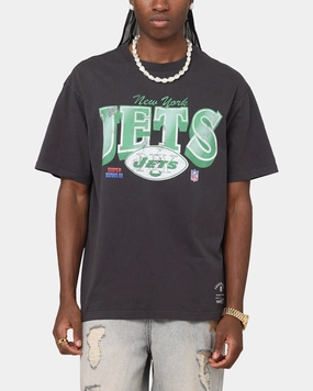Mitchell & Ness New York Jets Arch T-Shirt Faded Black Tencel Cotton Hybrid Weave