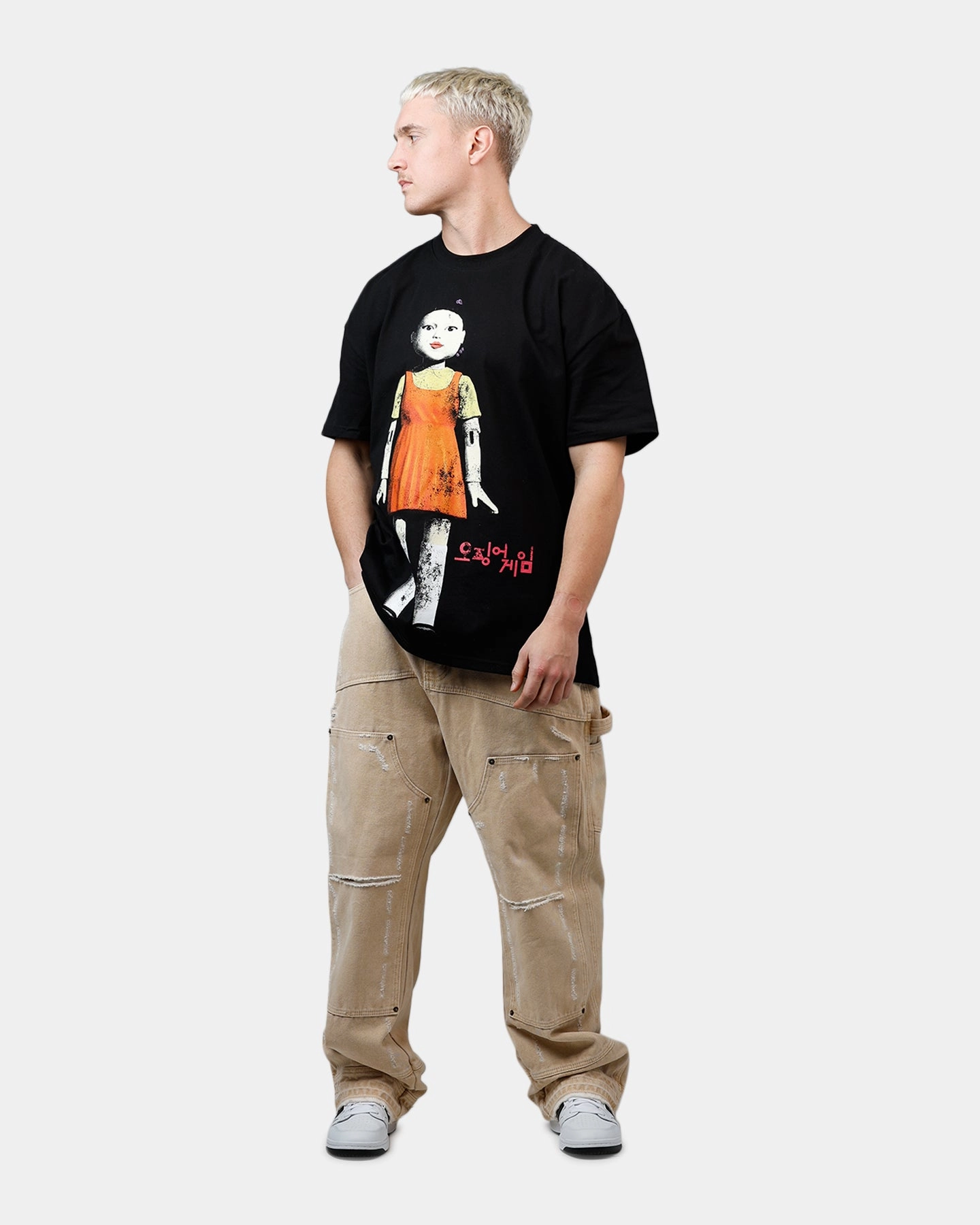 Goat Crew X Squid Game Young-Hee Heavyweight T-Shirt Black Softened Edges