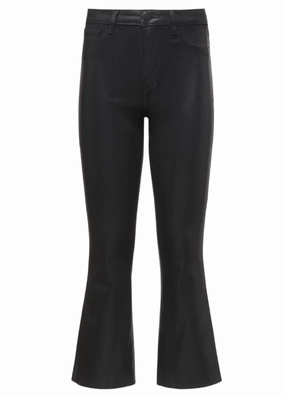 L'AGENCE Kendra High Rise Cropped Coated Jeans In Noir Coated Quick Dry Technology Premium Quality