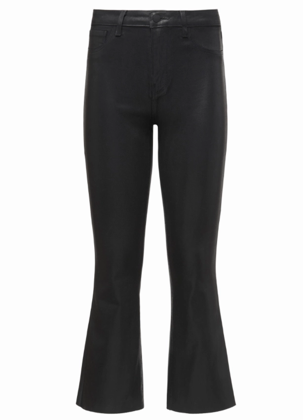 L'AGENCE Kendra High Rise Cropped Coated Jeans In Noir Coated Quick Dry Technology Premium Quality