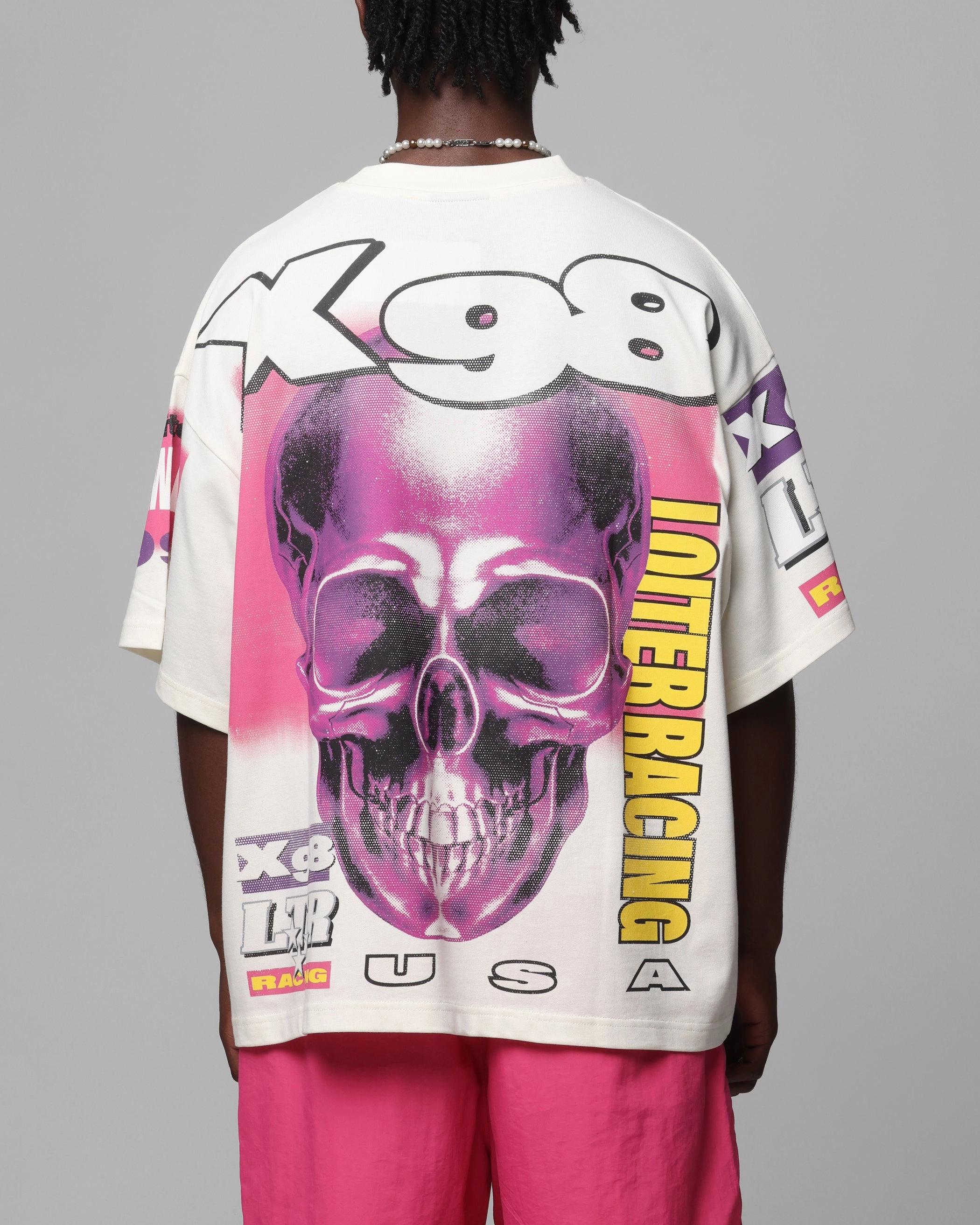 Loiter Racer Box T-Shirt Off White Two Tone Texture Effect Built In Odor Control