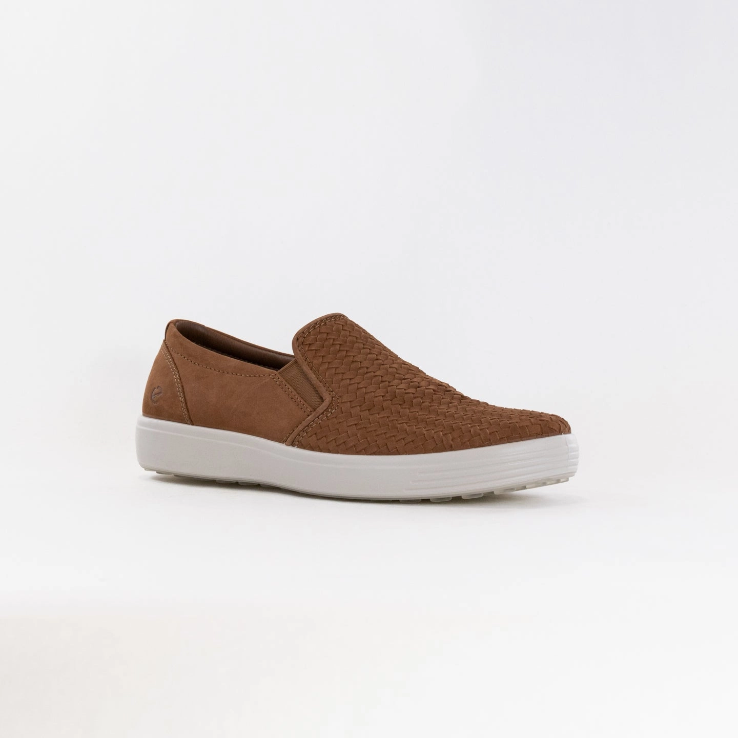 ECCO Men's Soft 7 Woven Slip-On (Men's) - Camel Travel Slip On Sweat Wicking