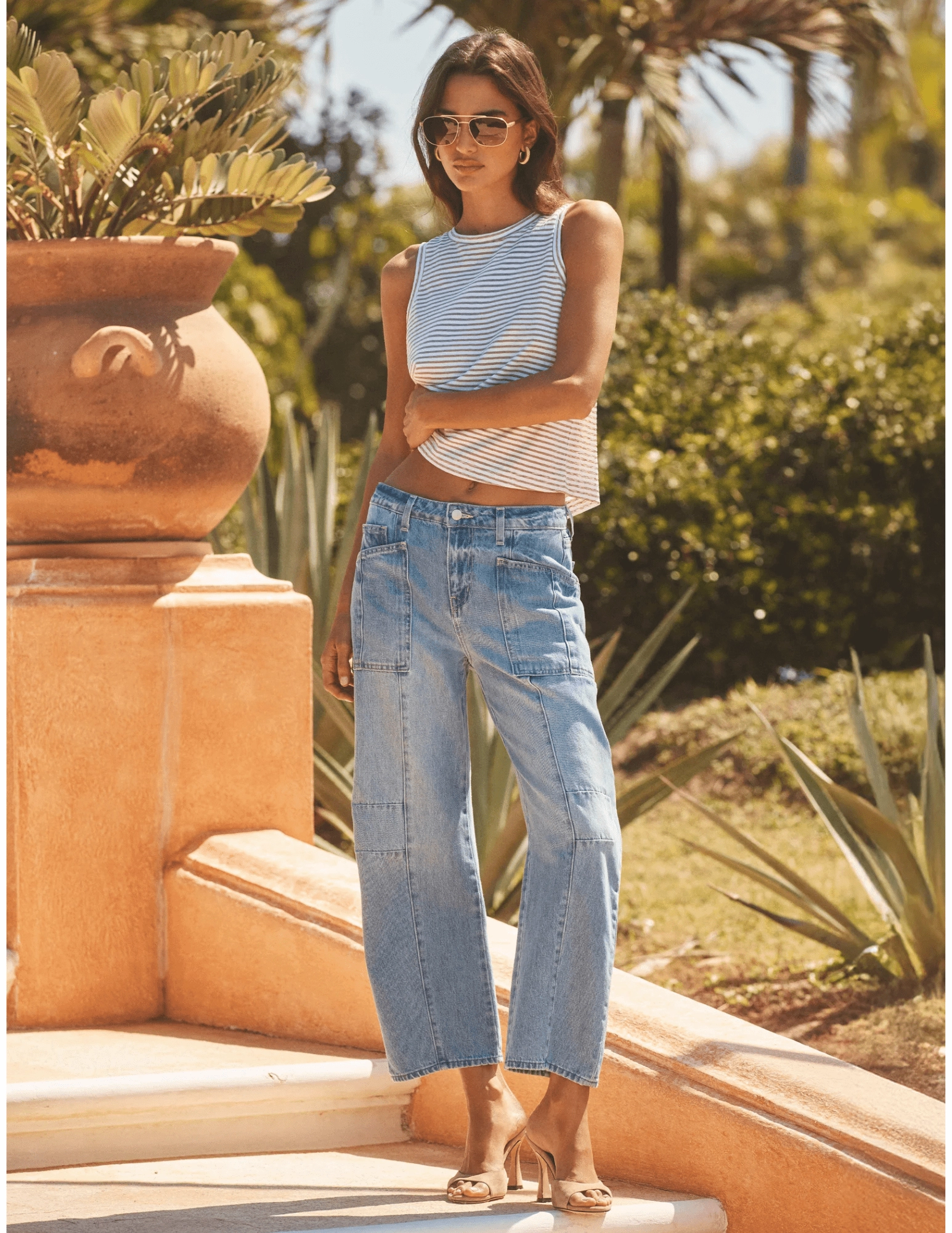 Travel Outfit Student Outfit Lightweight Sporty Comfort L??AGENCE Cody High Rise Barrel Jeans in Cristo