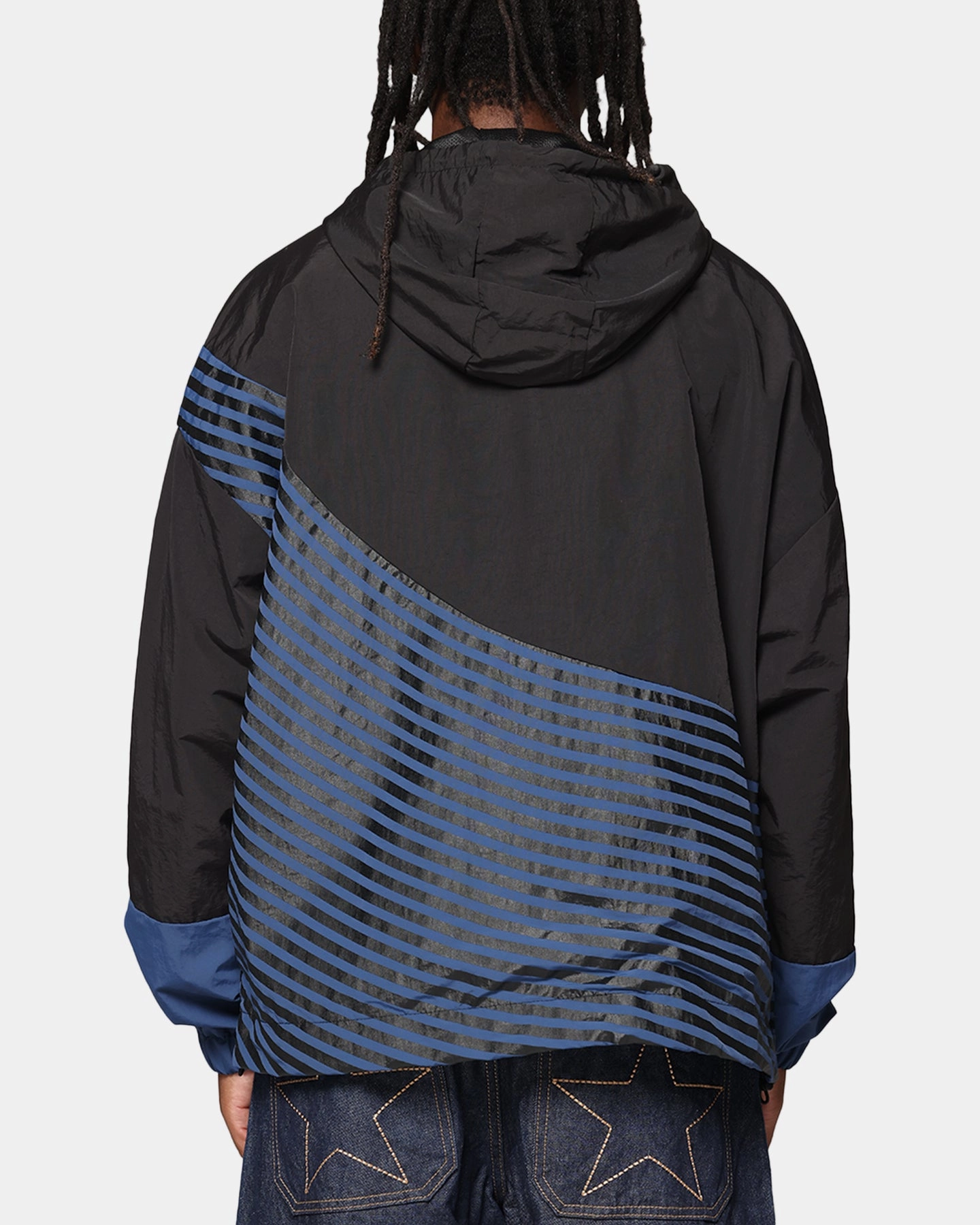 Carre Star Shooter Windbreaker Jacket Black/Blue Stowable Hood