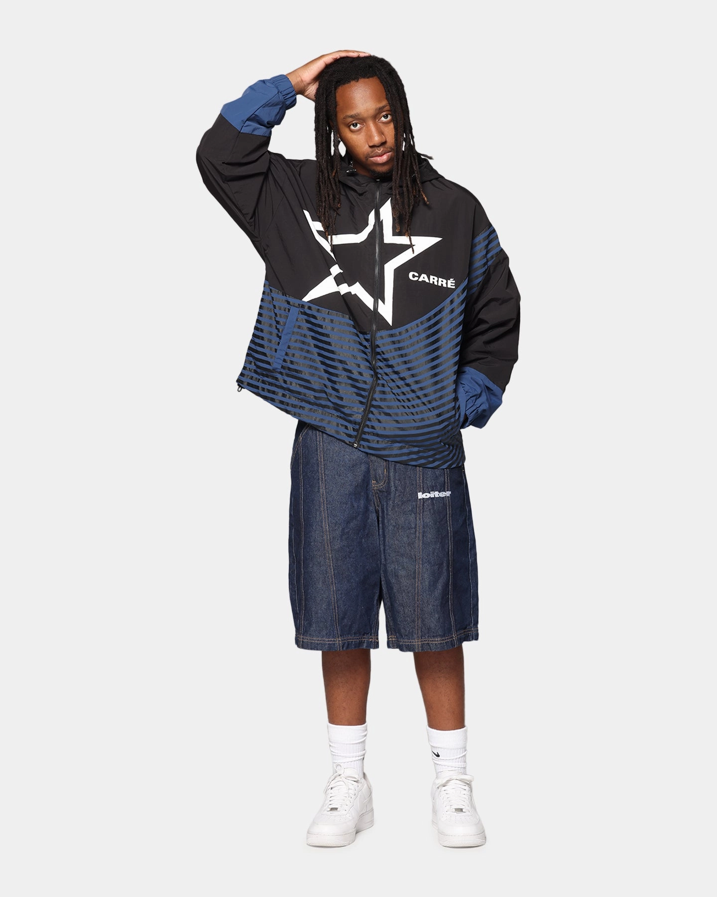 UV Protective Street Comfort Carre Star Shooter Windbreaker Jacket Black/Blue