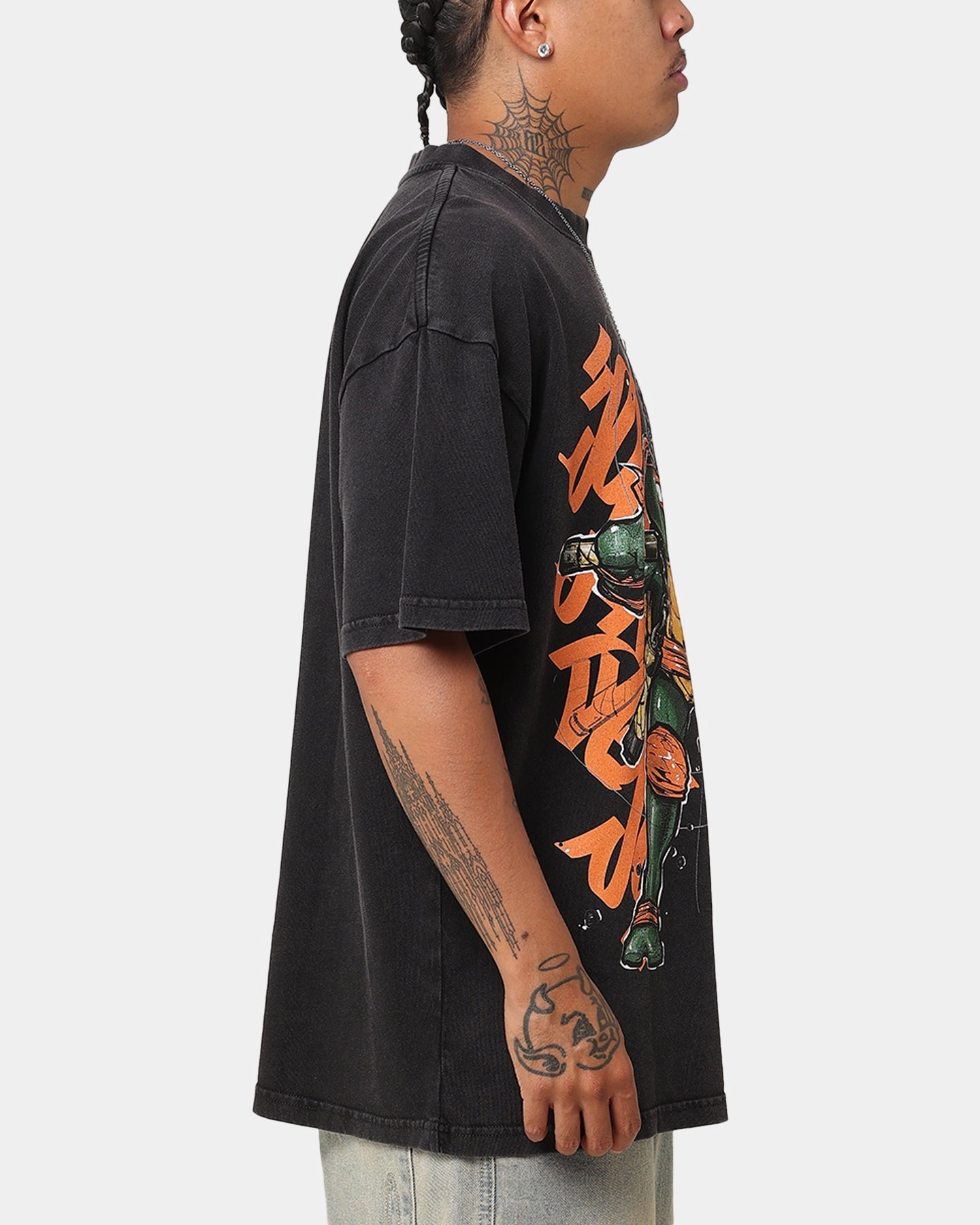 Formal Wear Goat Crew X Teenage Mutant Ninja Turtles Michelangelo X Sofles Vintage T-Shirt Black Acidwash