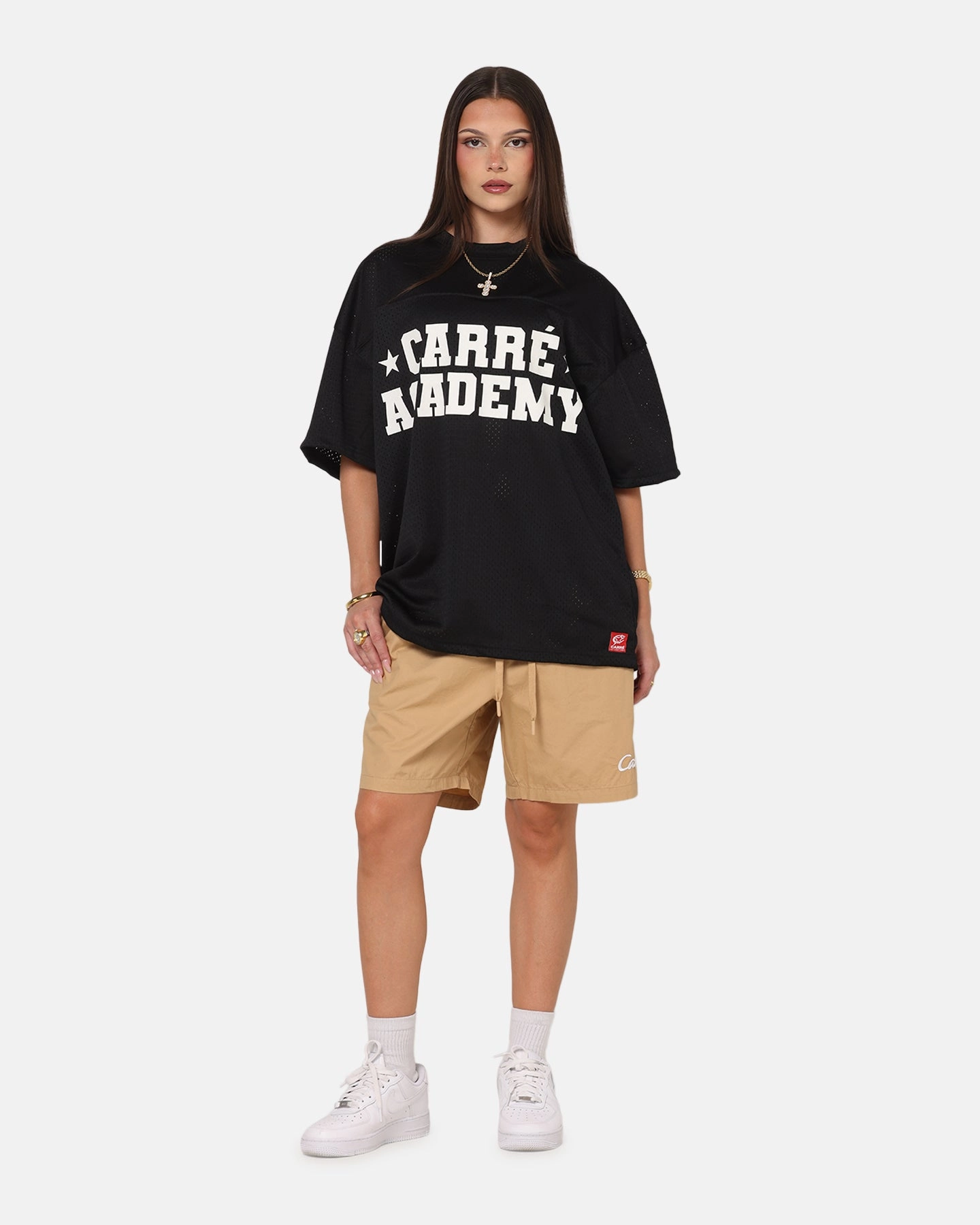 Carre Star Academy Mesh T-Shirt Black Double Needle Stitching