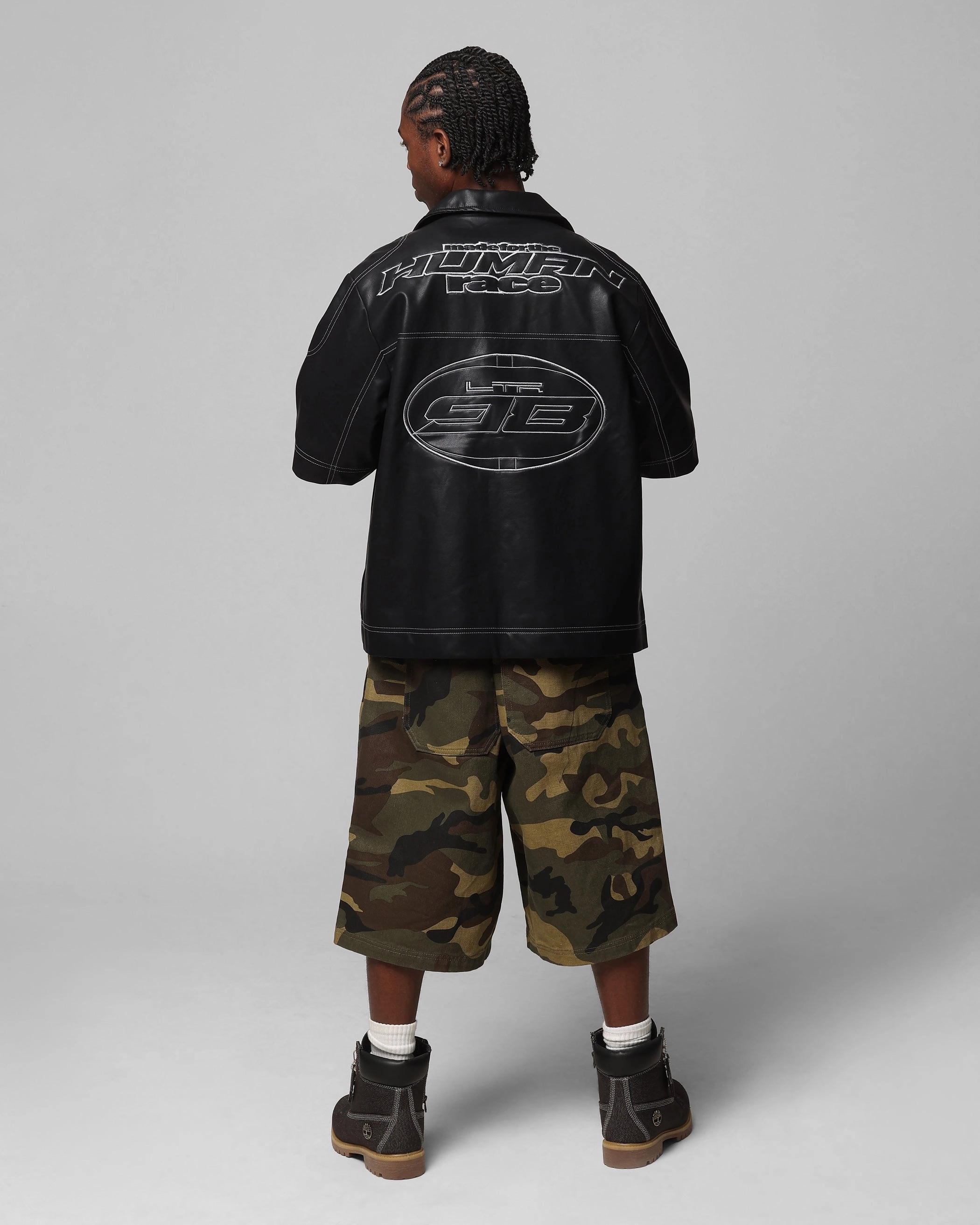 Loiter Motor PU Leather Button Up Shirt Black Reinforced Hems AllDayComfortFit