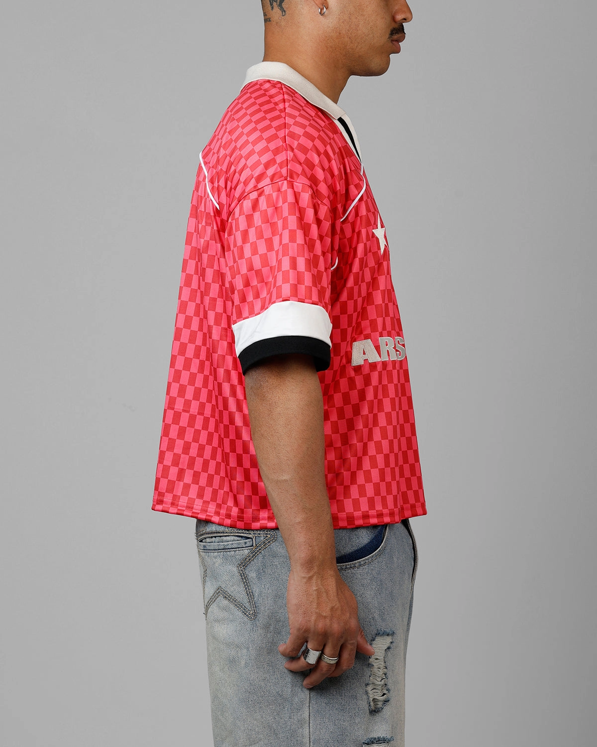 MinimalistDesign Wrinkle Resistant Weave Loiter Art Studio United Jersey Red