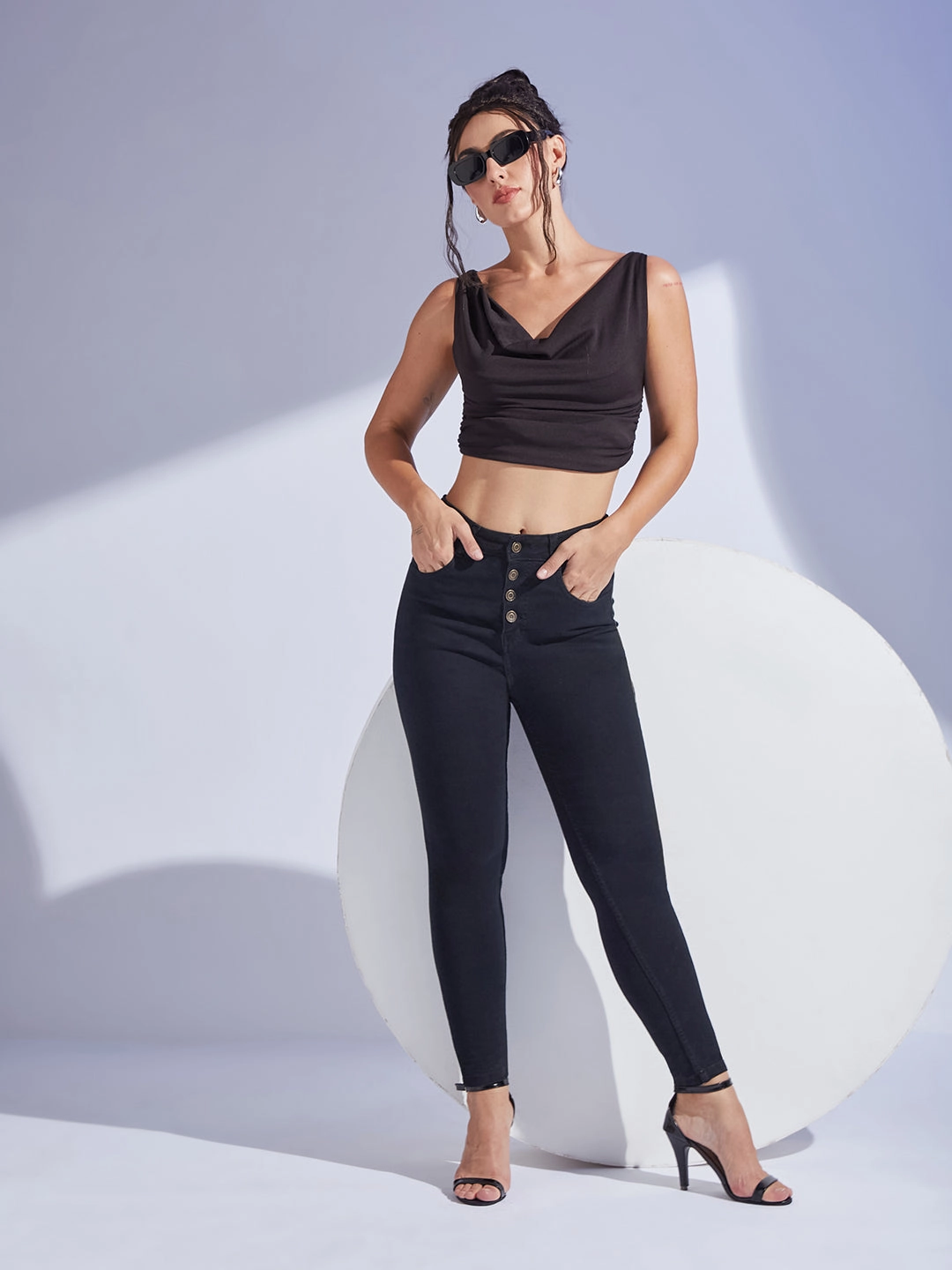 Traveler Gear Earthy Flattering Style Women's Black Skinny Fit High-Rise Regular Stretchable Denim Jeans