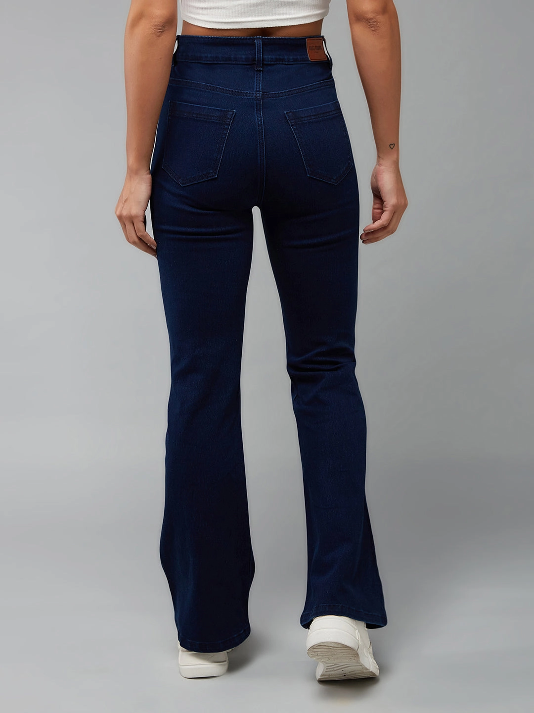 CHASEshape? Navy-Blue Bootcut High-Rise Stretchable Denim Jeans Neat And Easy All Season