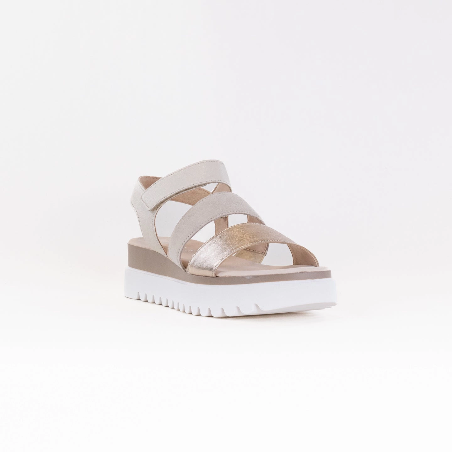 platform sandals Garden Walk Gabor 24.610.62 Wedge Sandal (Women's) - White Metallic Combi Leather